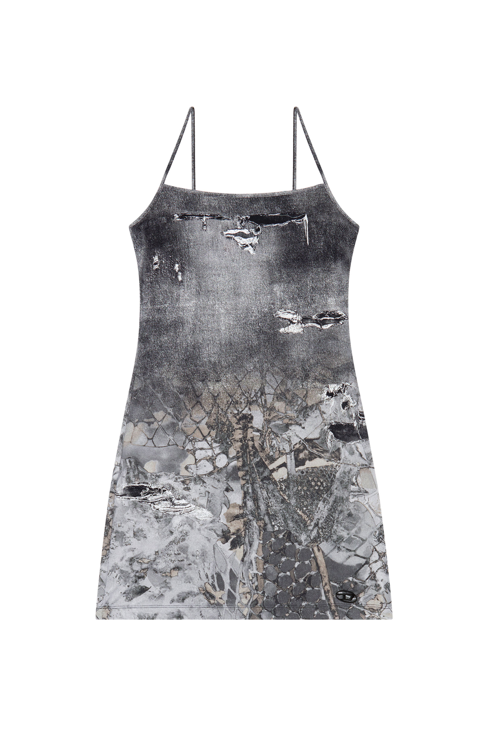 Diesel - D-HOPPYN, Damen Kurzes Bodycon-Kleid mit Denim-Print in Schwarz - Image 4