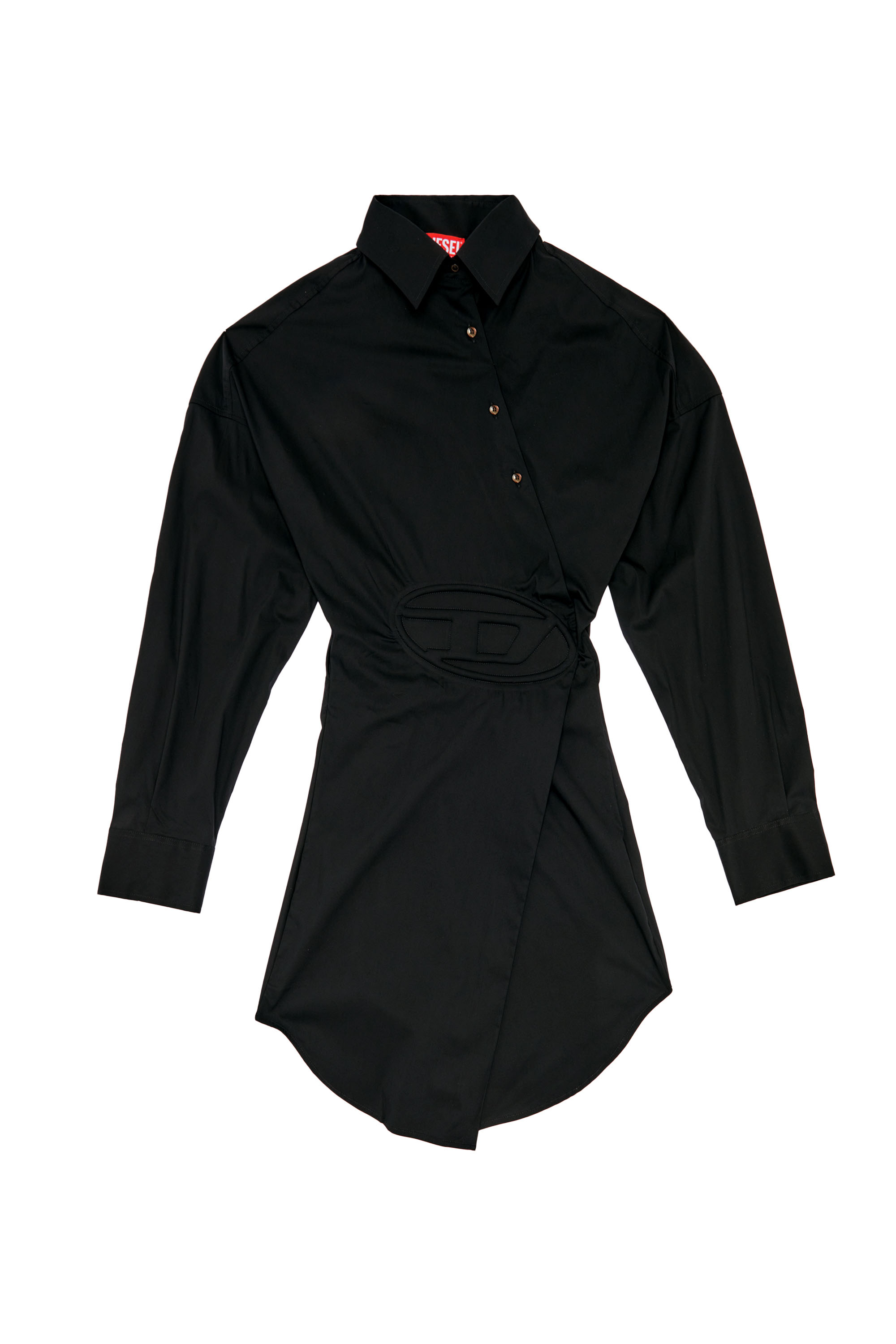 Diesel - D-SIZEN-N1, Damen Kurzes Shirtkleid aus Stretch-Popeline in Schwarz - Image 4