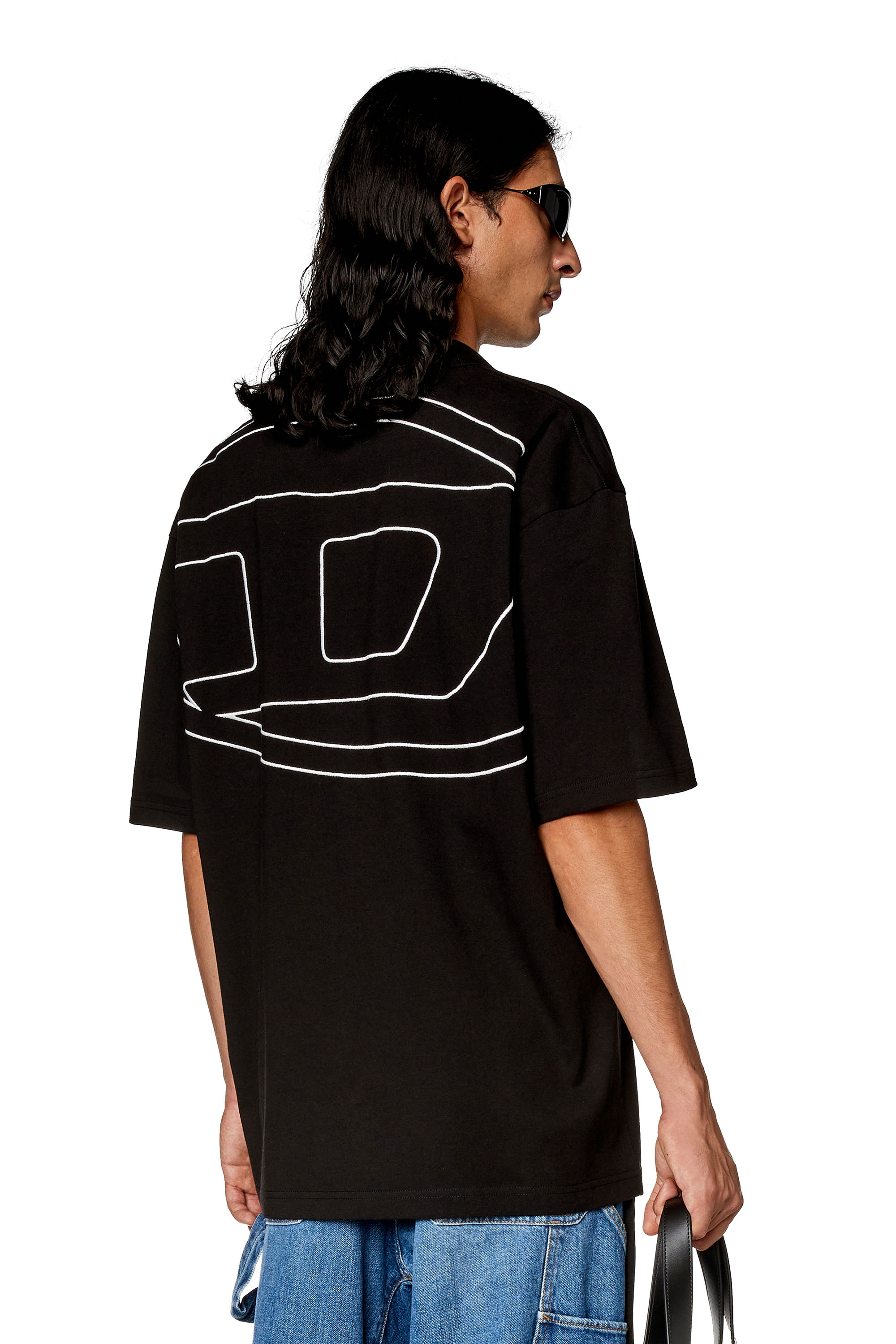 Diesel - T-VORT-MEGOVAL-D, Man Polo shirt with maxi oval D embroidery in Black - Image 1