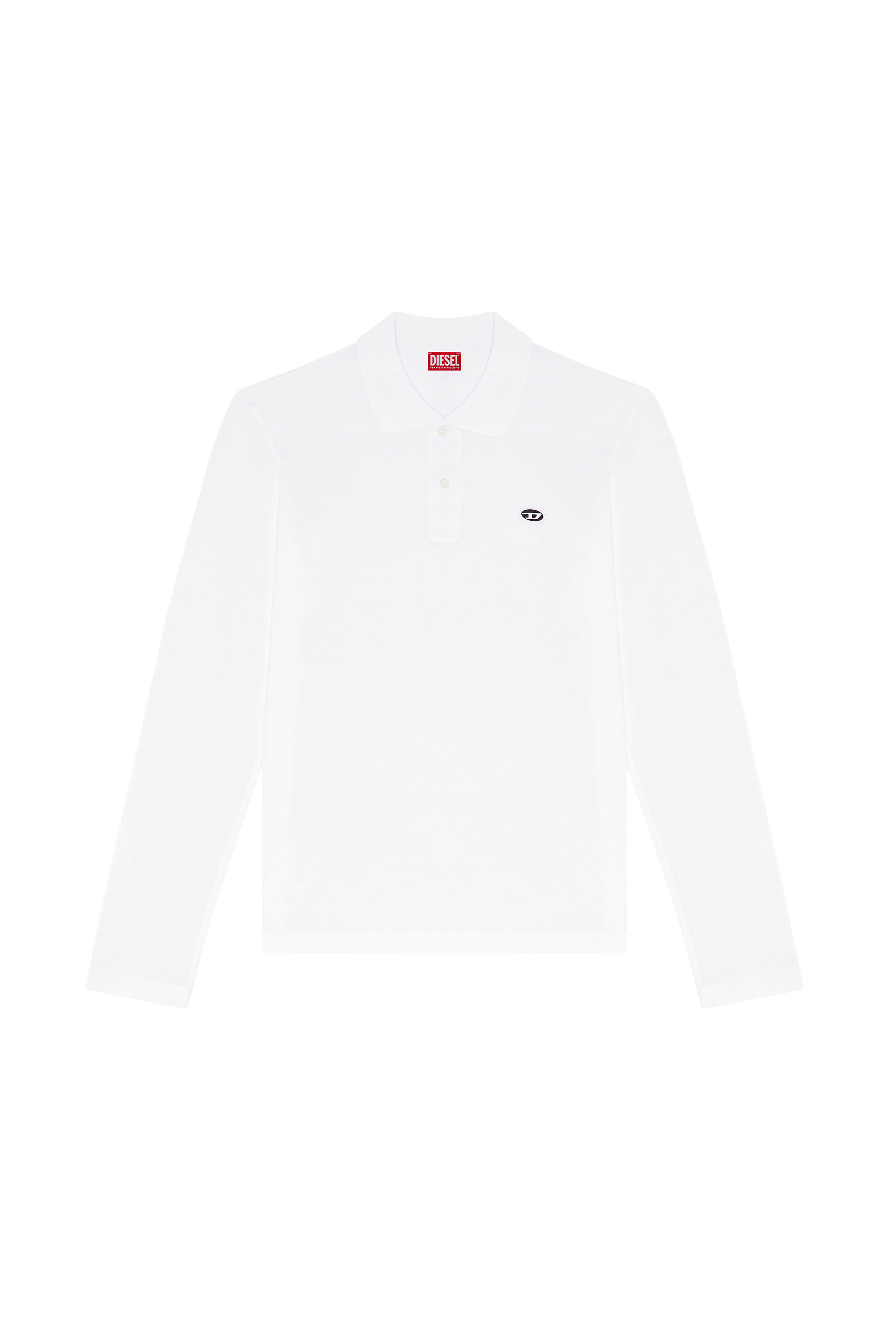 Diesel - T-SMITH-LS-DOVAL-PJ, Man Long-sleeve polo shirt with logo print in White - Image 3