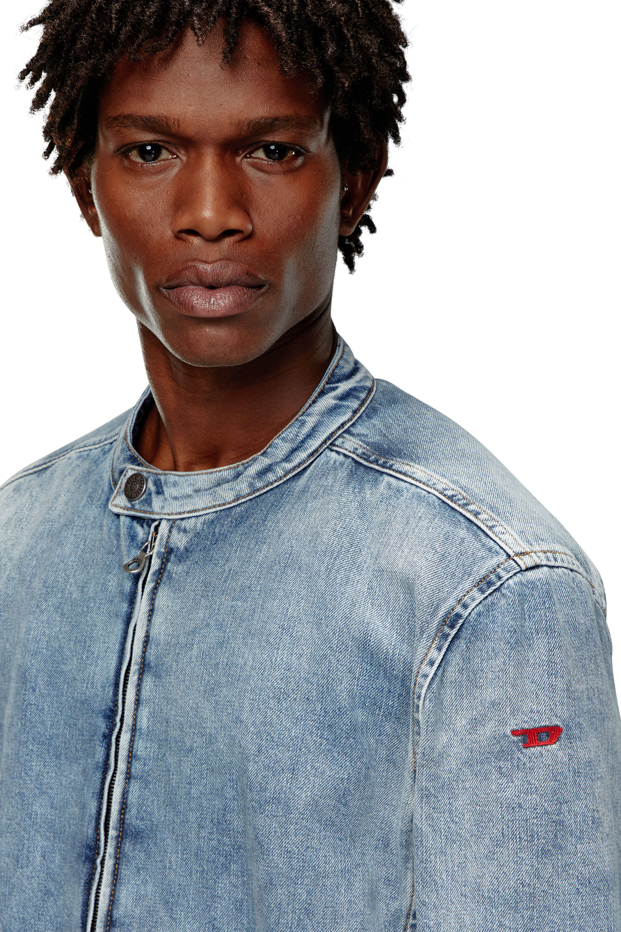 Diesel - D-GLORY, Herren Reißverschlussjacke aus Denim in Blau - Image 5