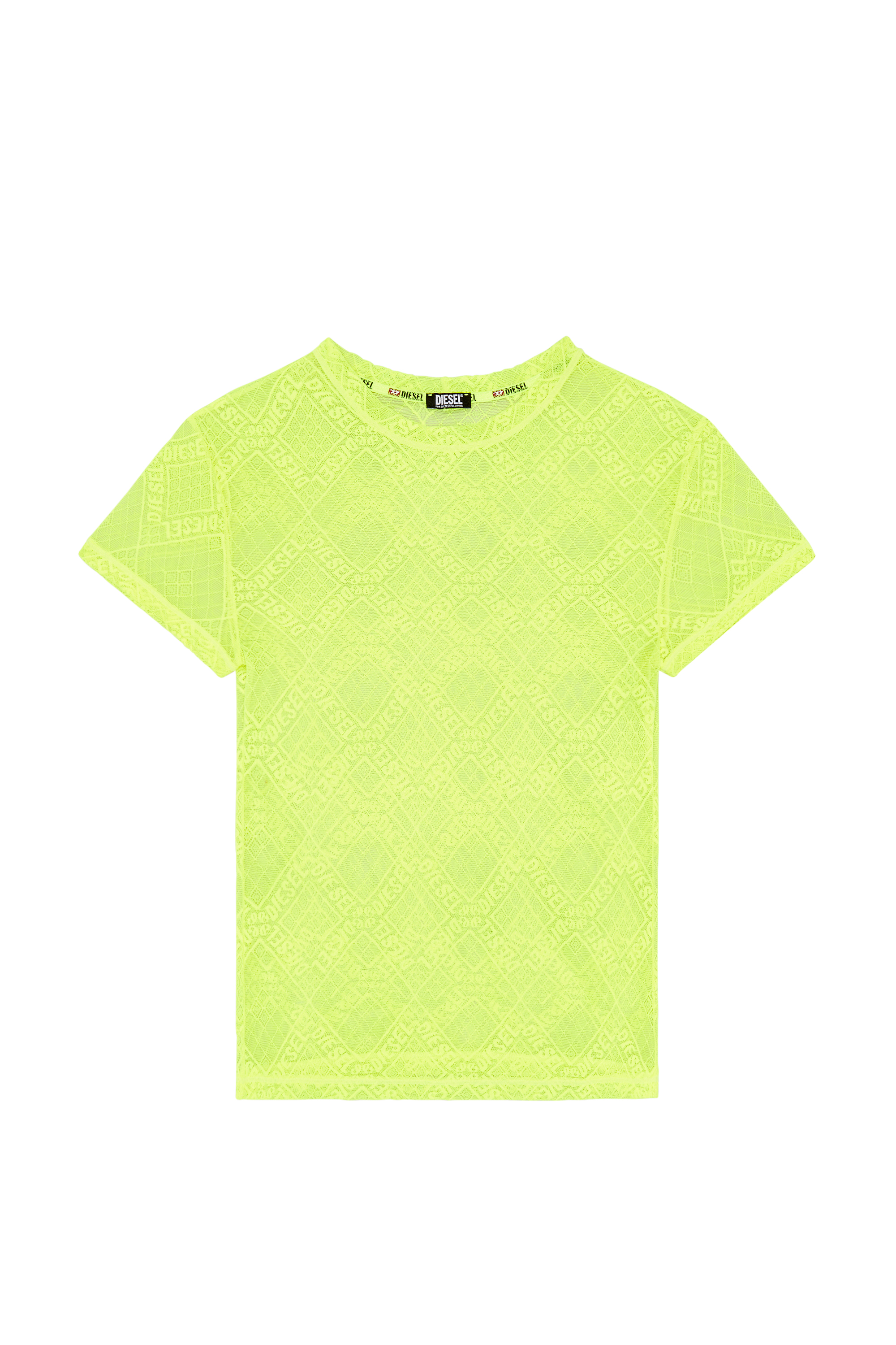 Diesel - UFTEE-MELANY, Damen T-Shirt aus elastischer Spitze in Gelb - Image 4