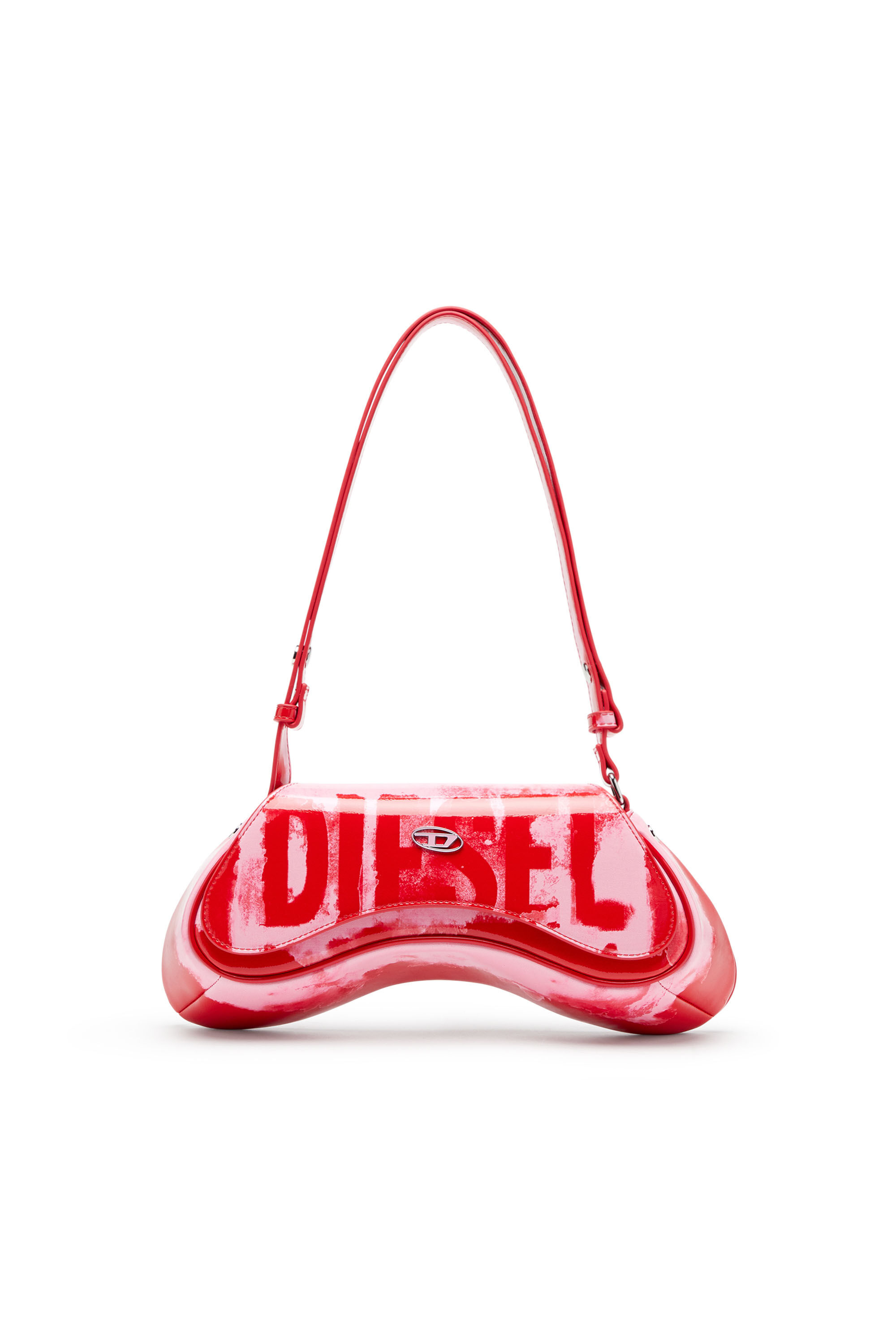 Diesel - PLAY CROSSBODY, Damen Play-Schultertasche mit glänzendem PU-Print in Rosa/Rot - 1