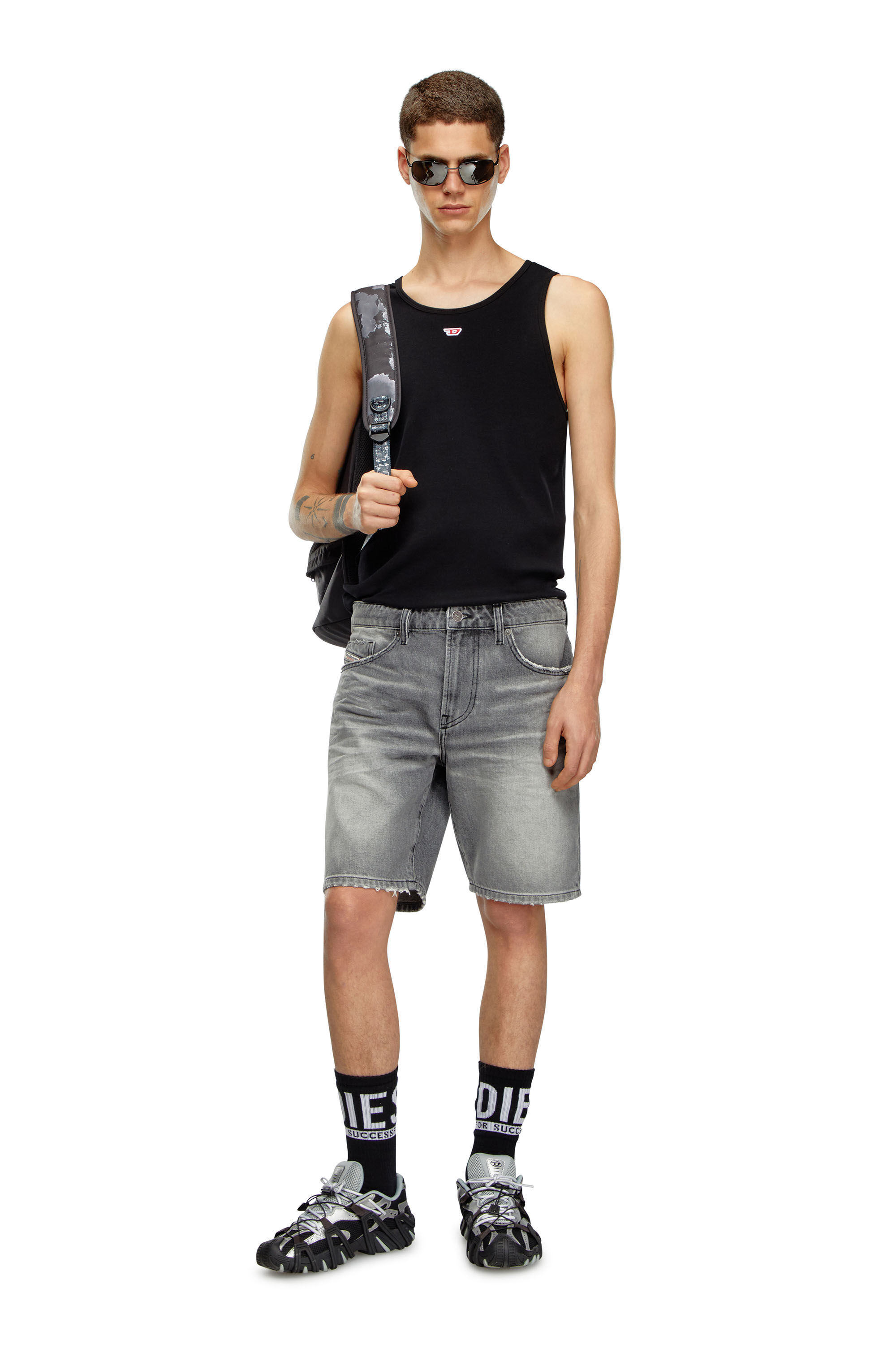 Diesel - D-FIN, Uomo Short slim in denim in Grigio - Image 1