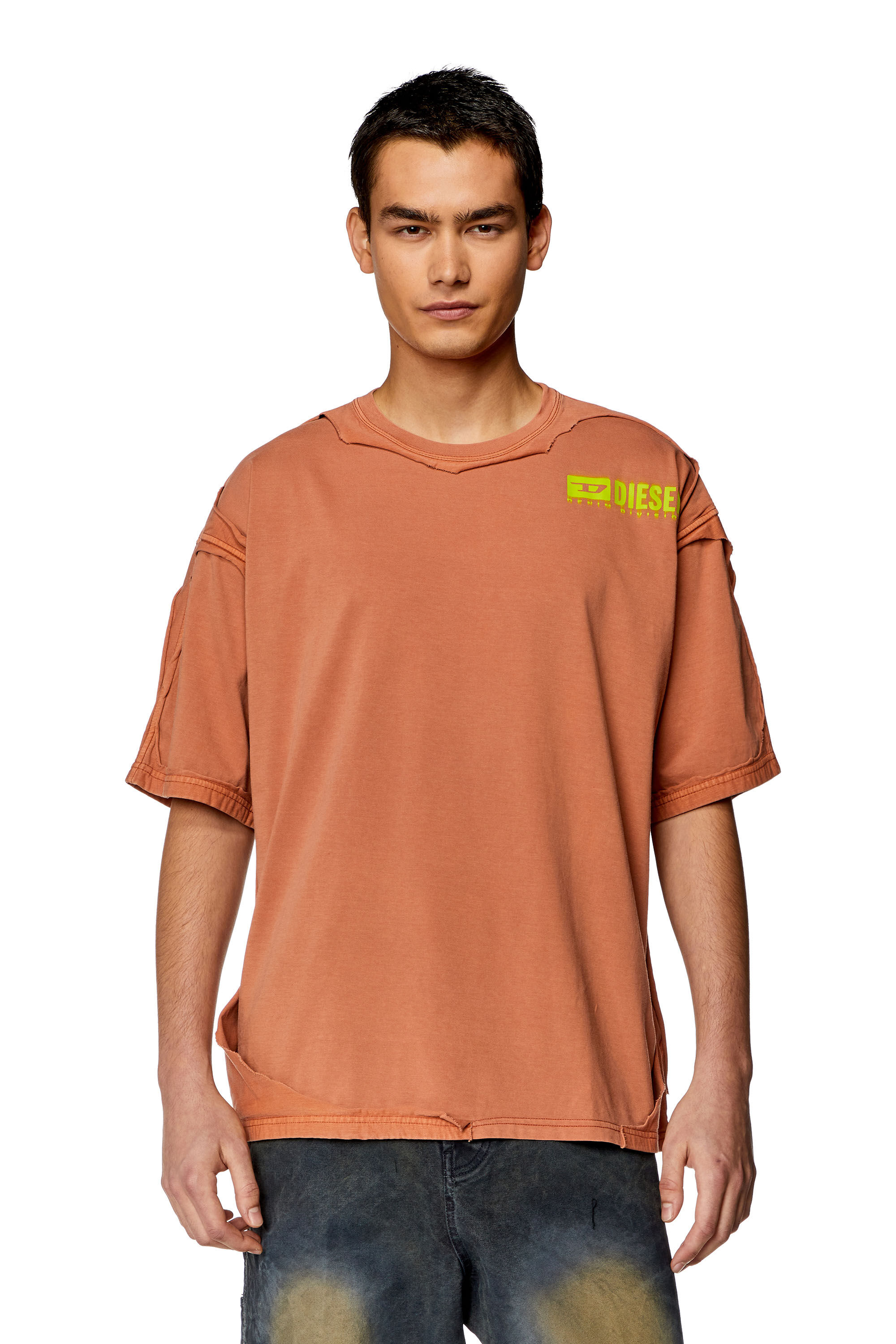 Diesel - T-BOXT-DBL, Homme T-shirt avec effet peel-off destroy in Orange - Image 3