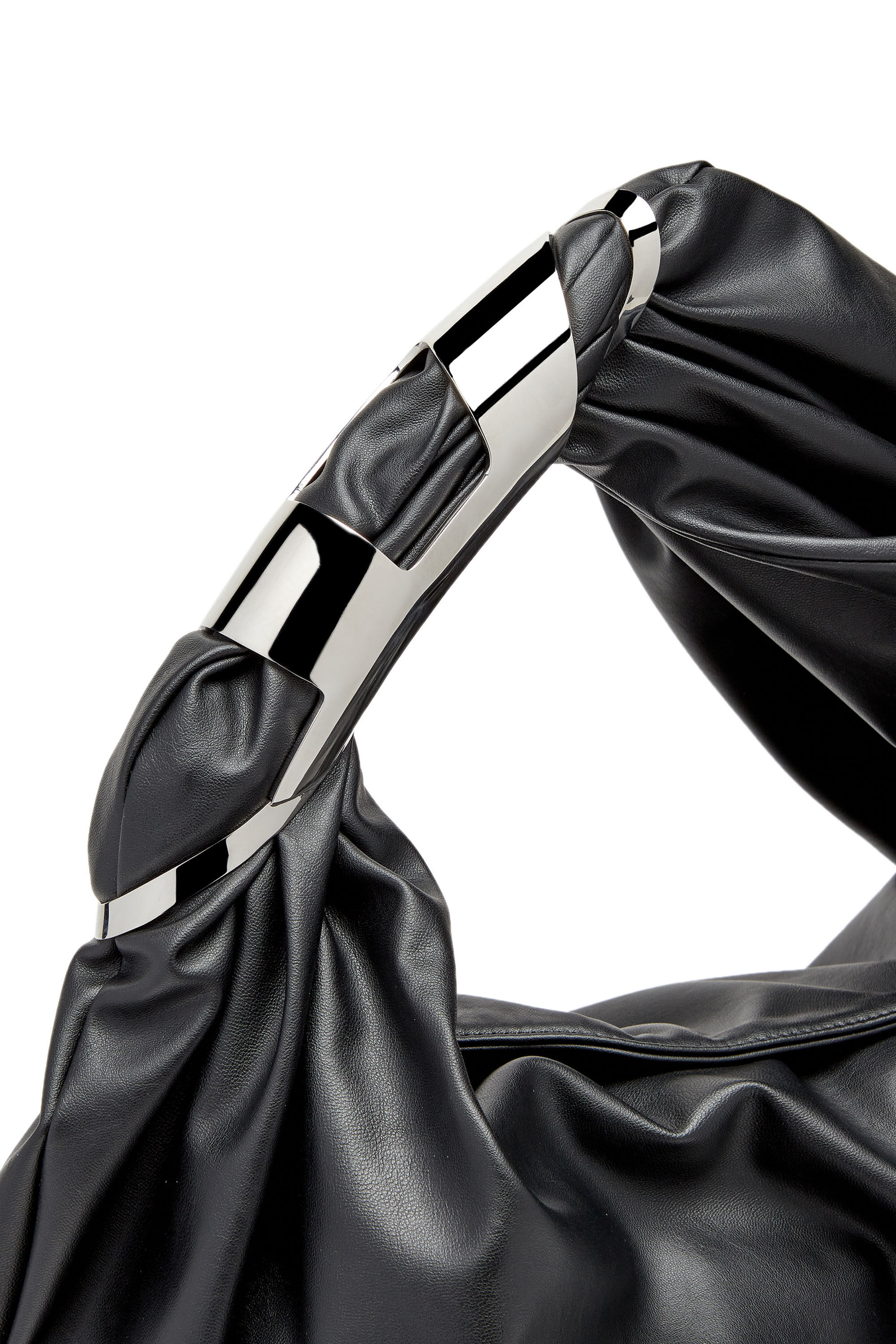 Diesel - GRAB-D HOBO M, Damen Grab-D M-Verzierte Hobo-Tasche aus elastischem PU in Schwarz - Image 2