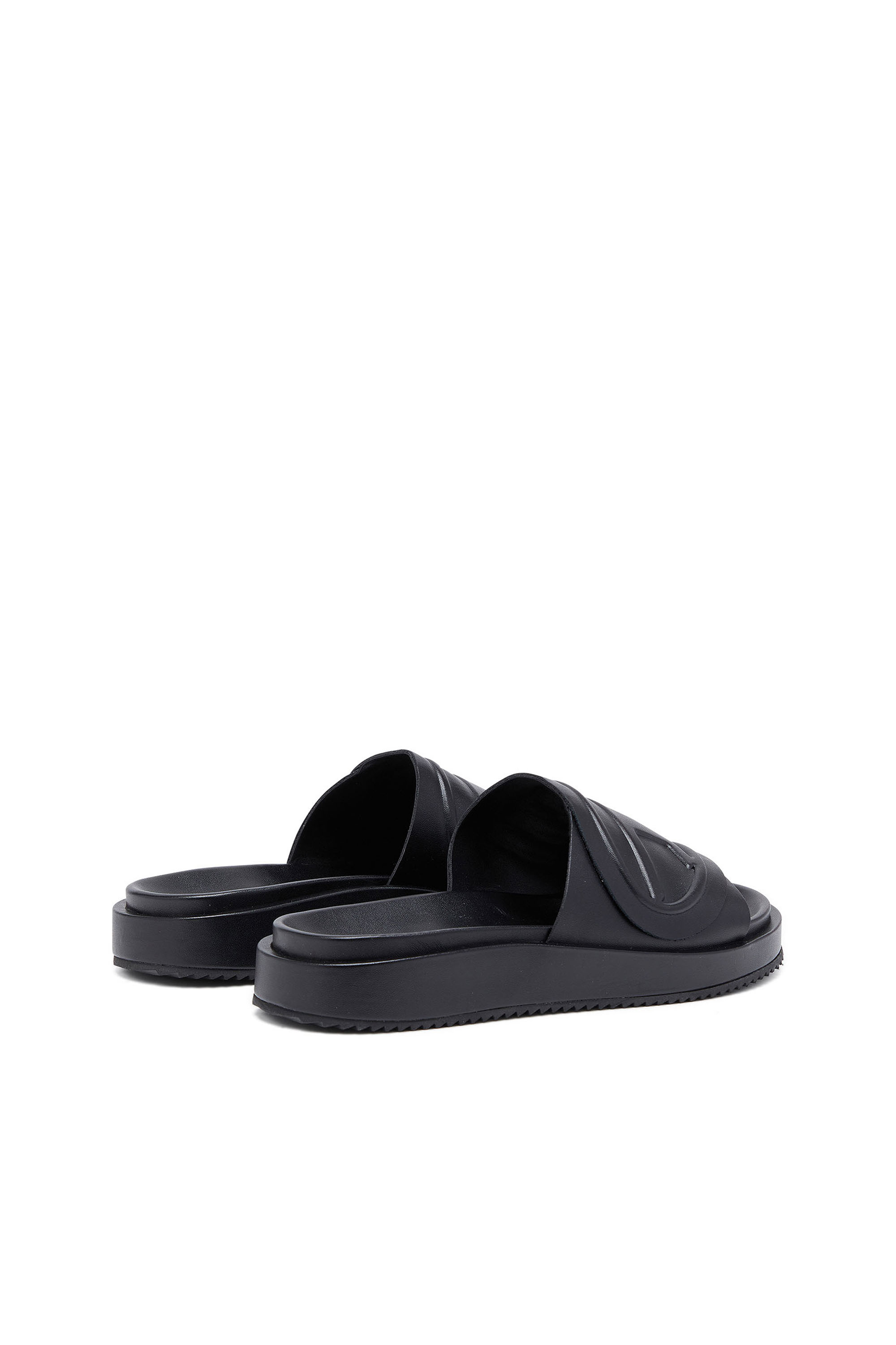 Diesel - SA-SLIDE D OVAL, Unisex Sa-Slide D-PU slides with embossed Oval D in Black - Image 3