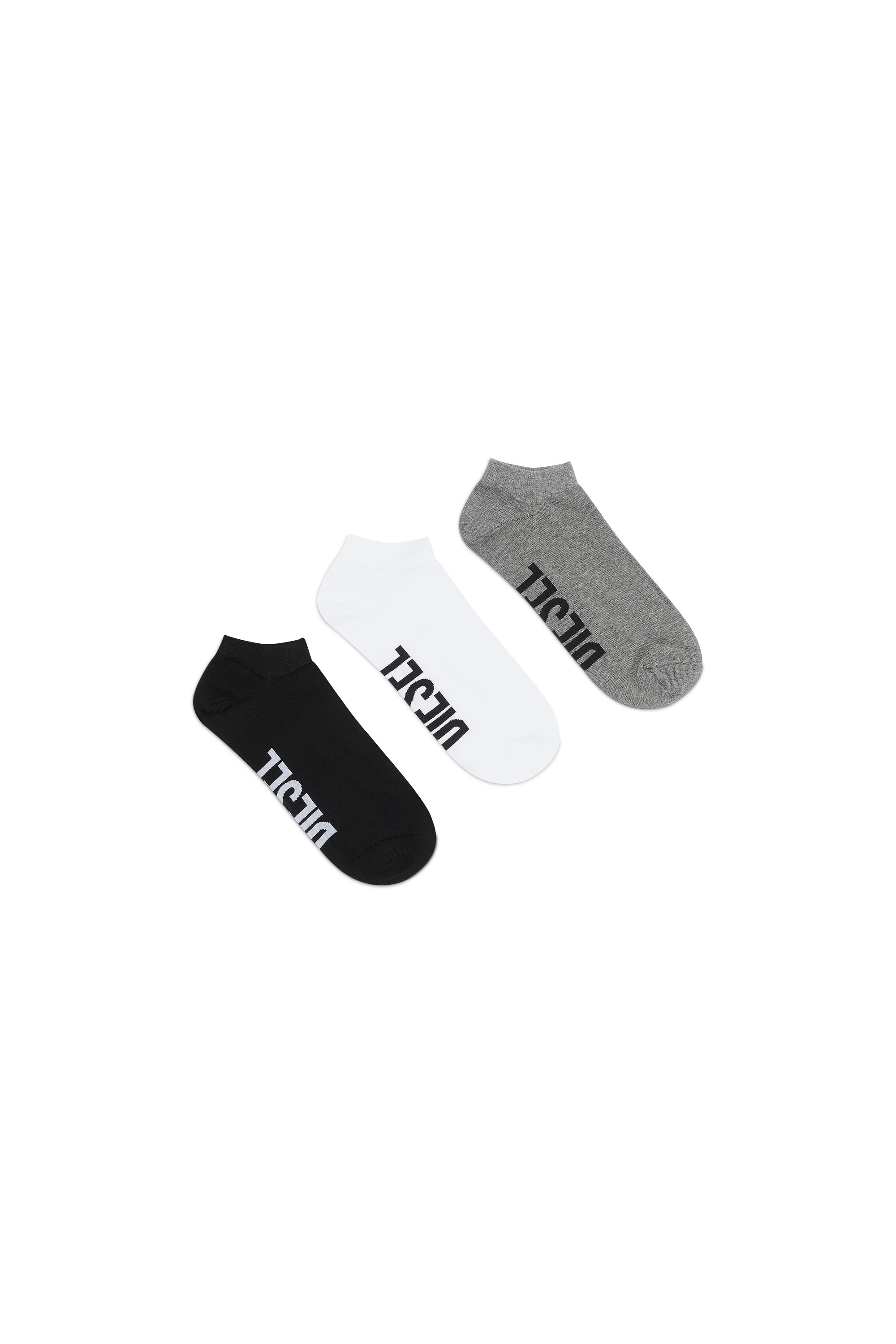 Diesel - SKM-GOST-THREEPACK, Man's Three-pack low-cut logo socks in Black/White - 1