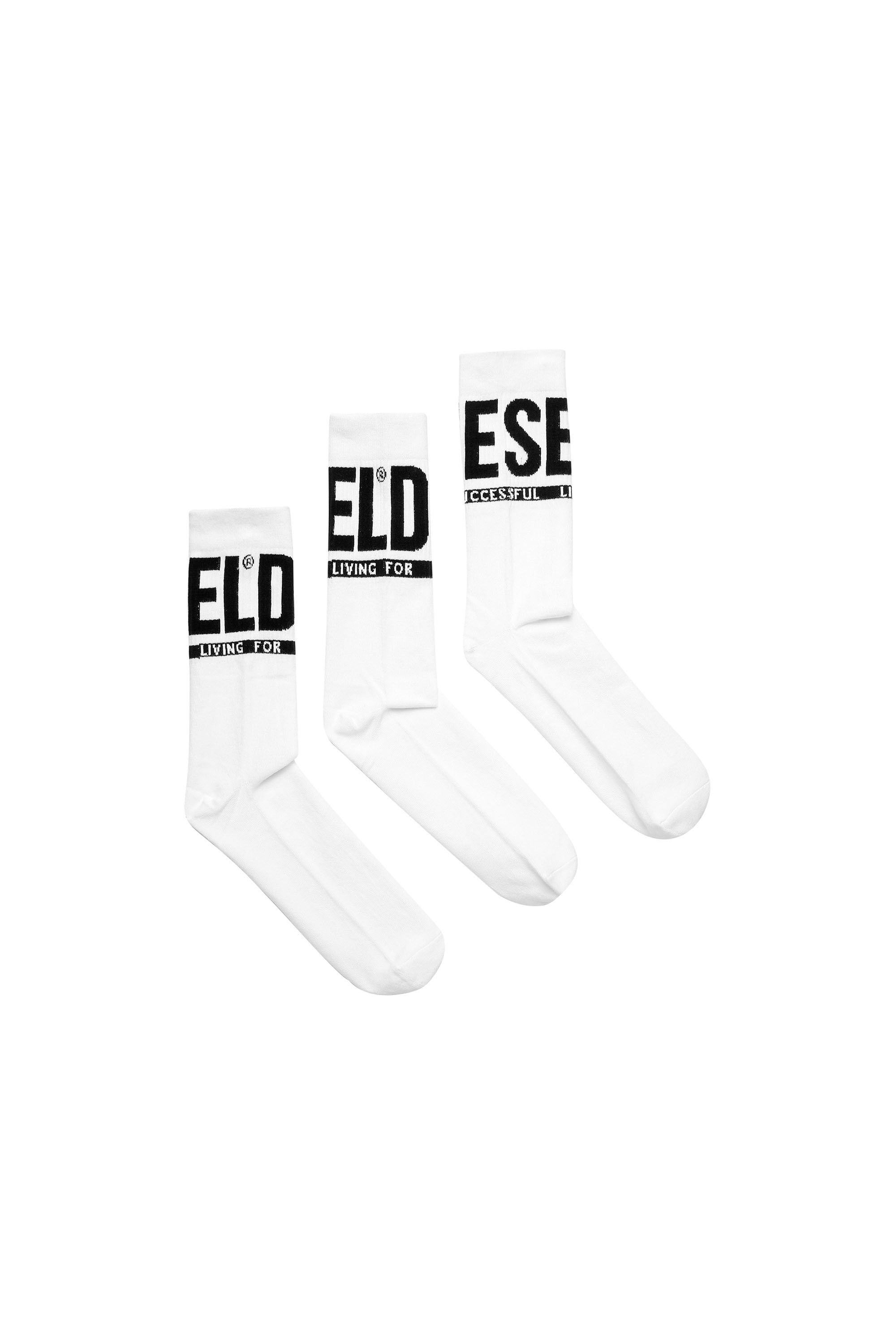 Diesel - SKM-RAY-THREEPACK, Man's 3-pack socks with Diesel logo in White - 1