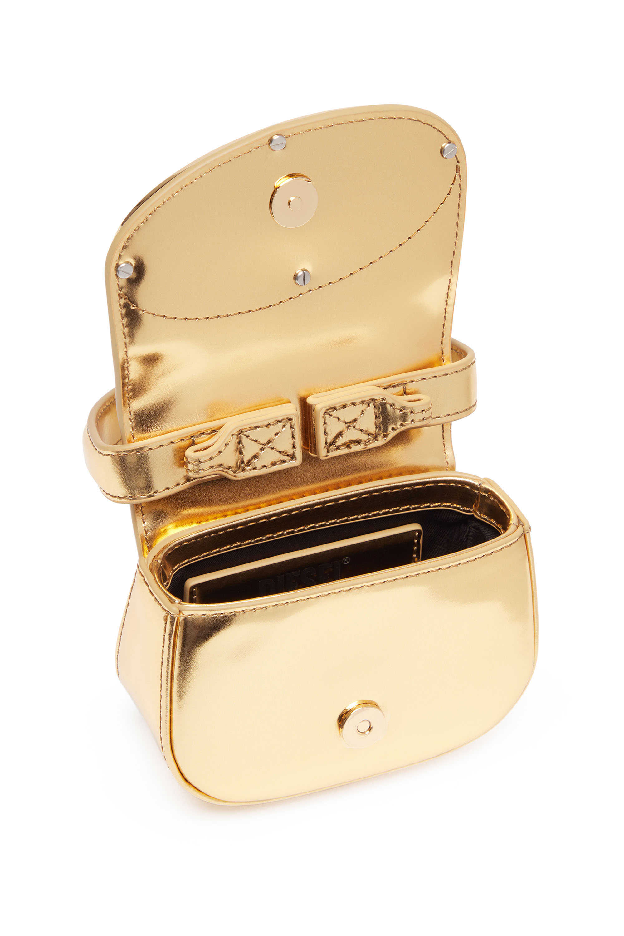 Diesel - 1DR-XS-S, Woman 1DR-XS-S-Iconic mini bag in mirrored leather in Oro - Image 4