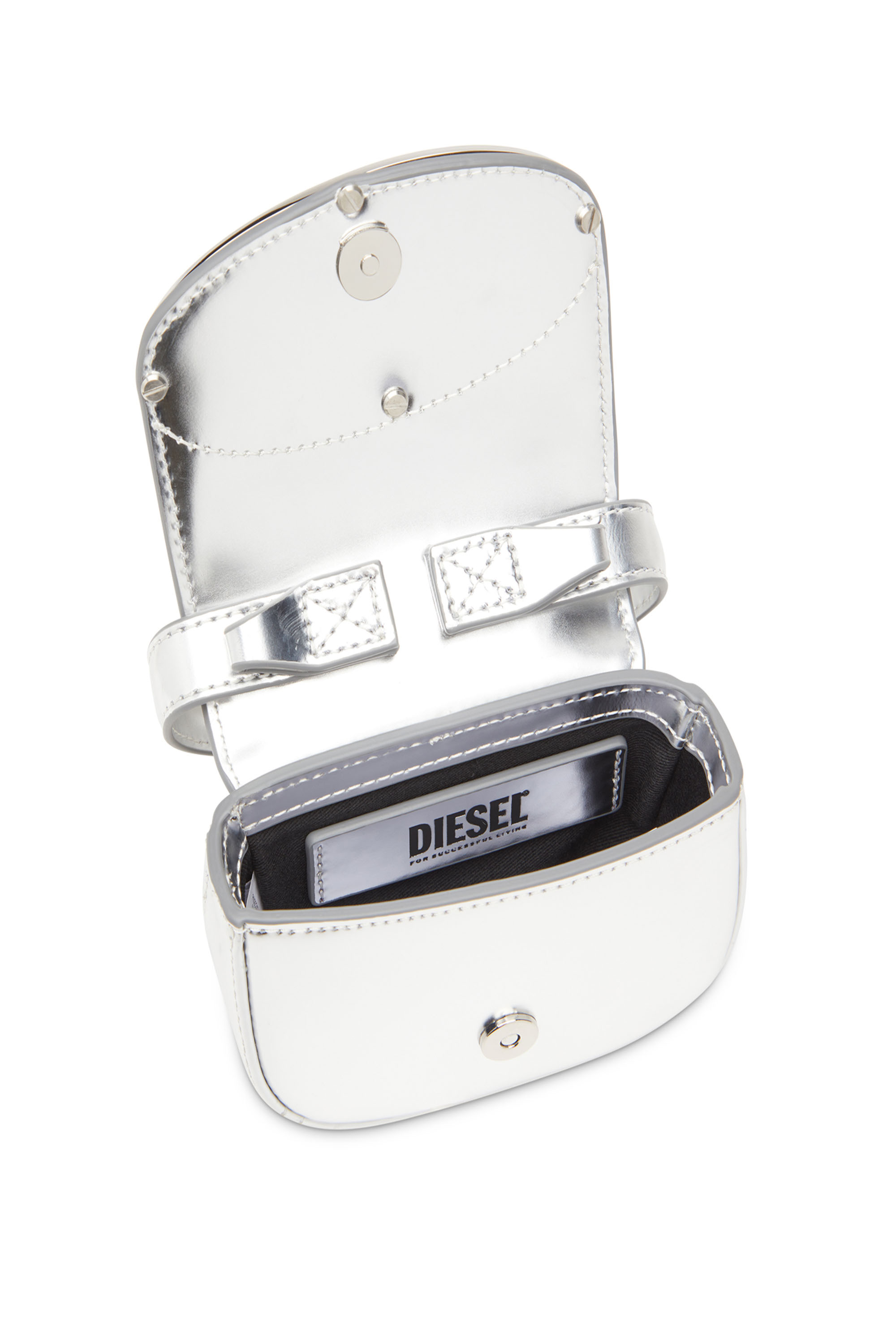 Diesel - 1DR-XS-S, Woman 1DR-XS-S-Iconic mini bag in mirrored leather in Silver - Image 4