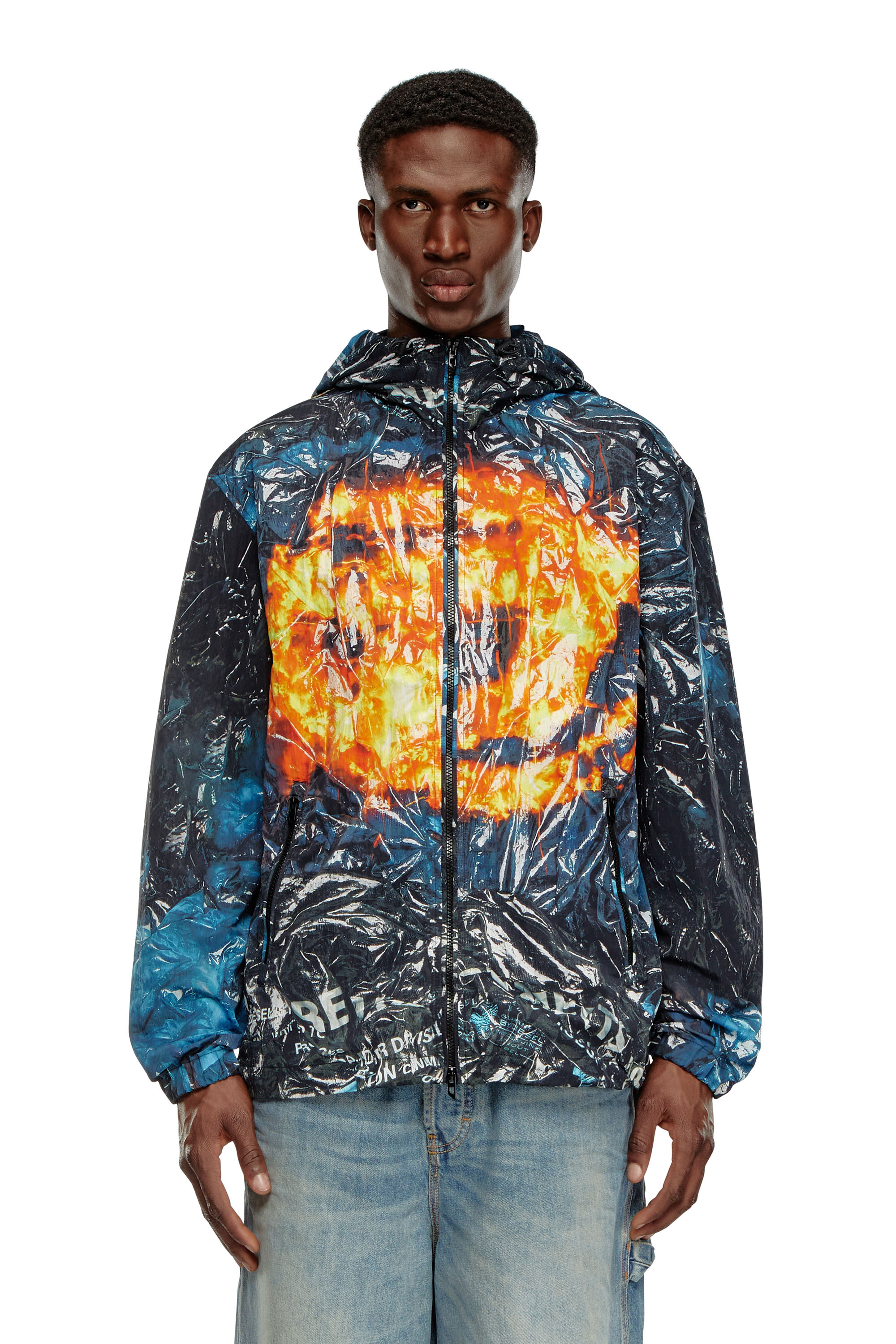 Diesel - J-WARRETT-POSTER, Man Hooded windbreaker with poster print in Multicolor - Image 6