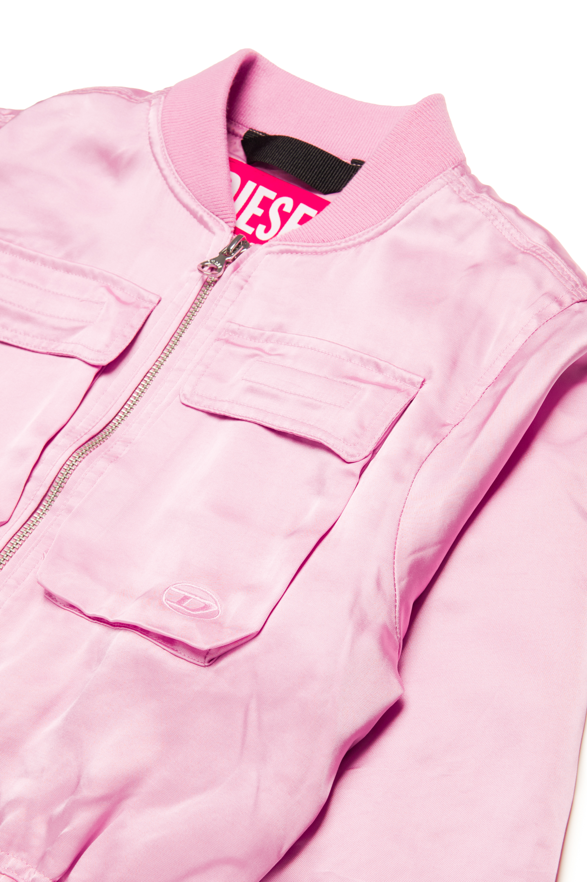 Diesel - JGKHLO, Woman Satin bomber jacket with cargo pockets in Pink - Image 3