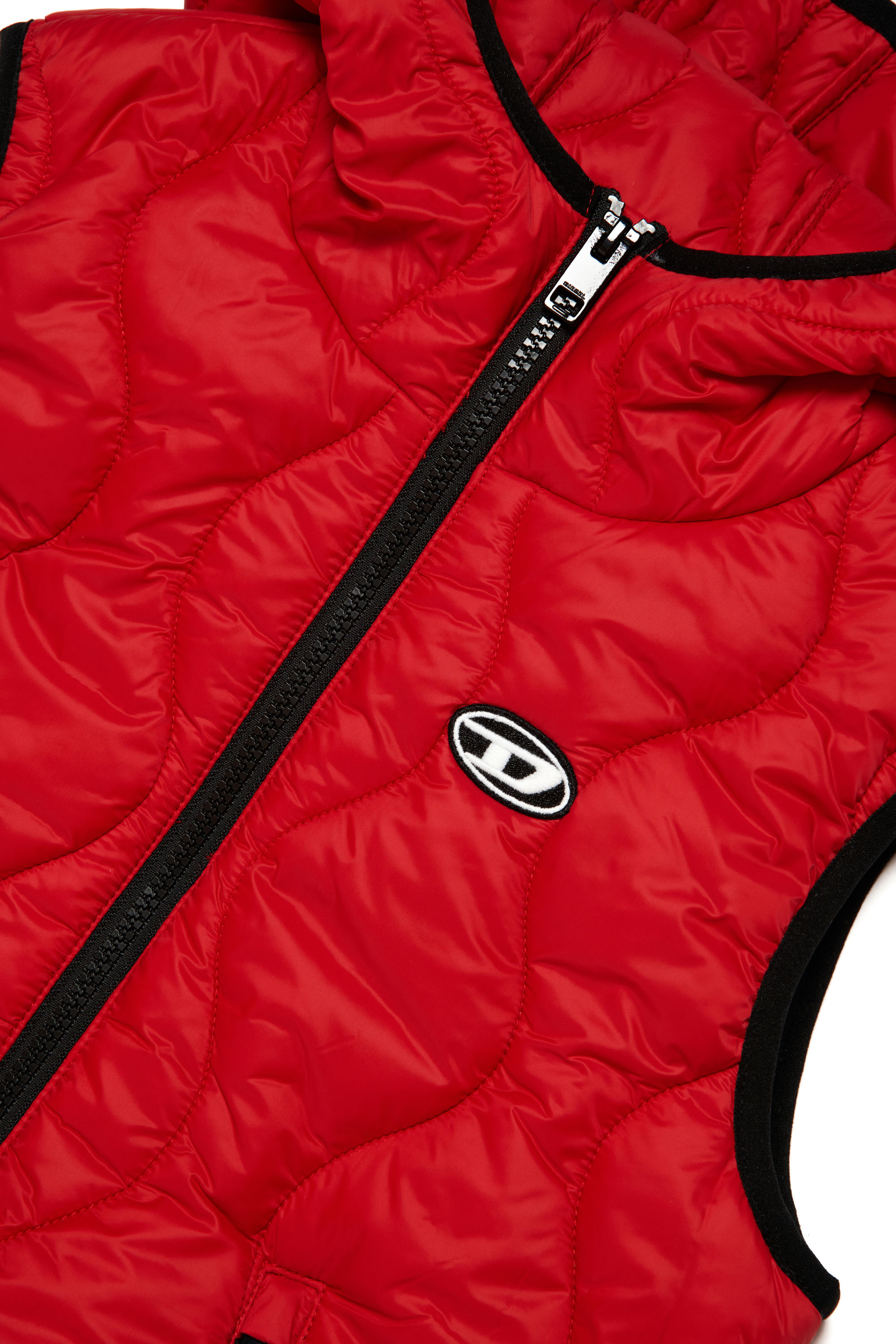 Diesel - JSLASH, Unisex Hooded vest in quilted nylon in Red - Image 4