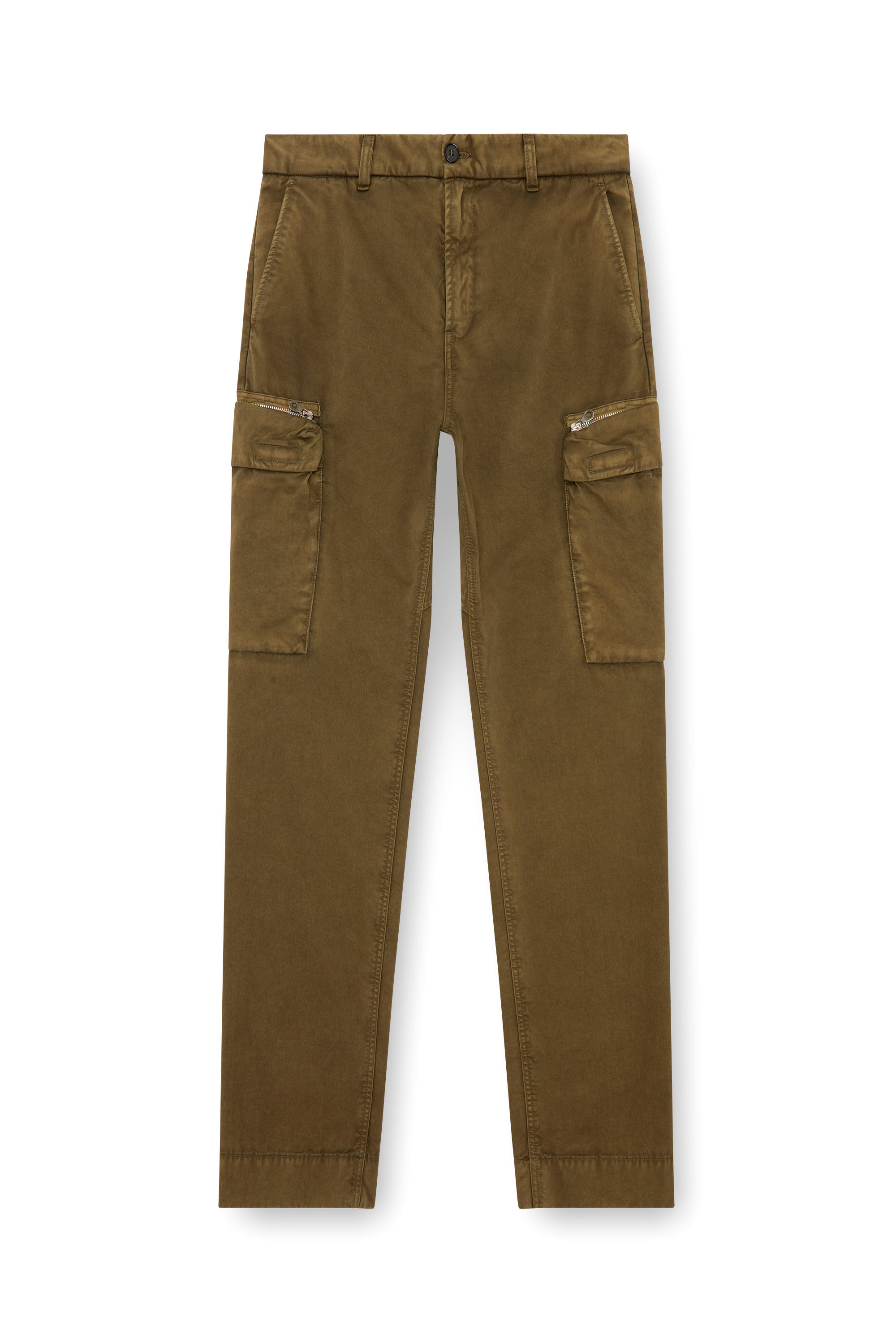 Diesel - P-YE, Man Pants in faded peachskin twill in Green - Image 3