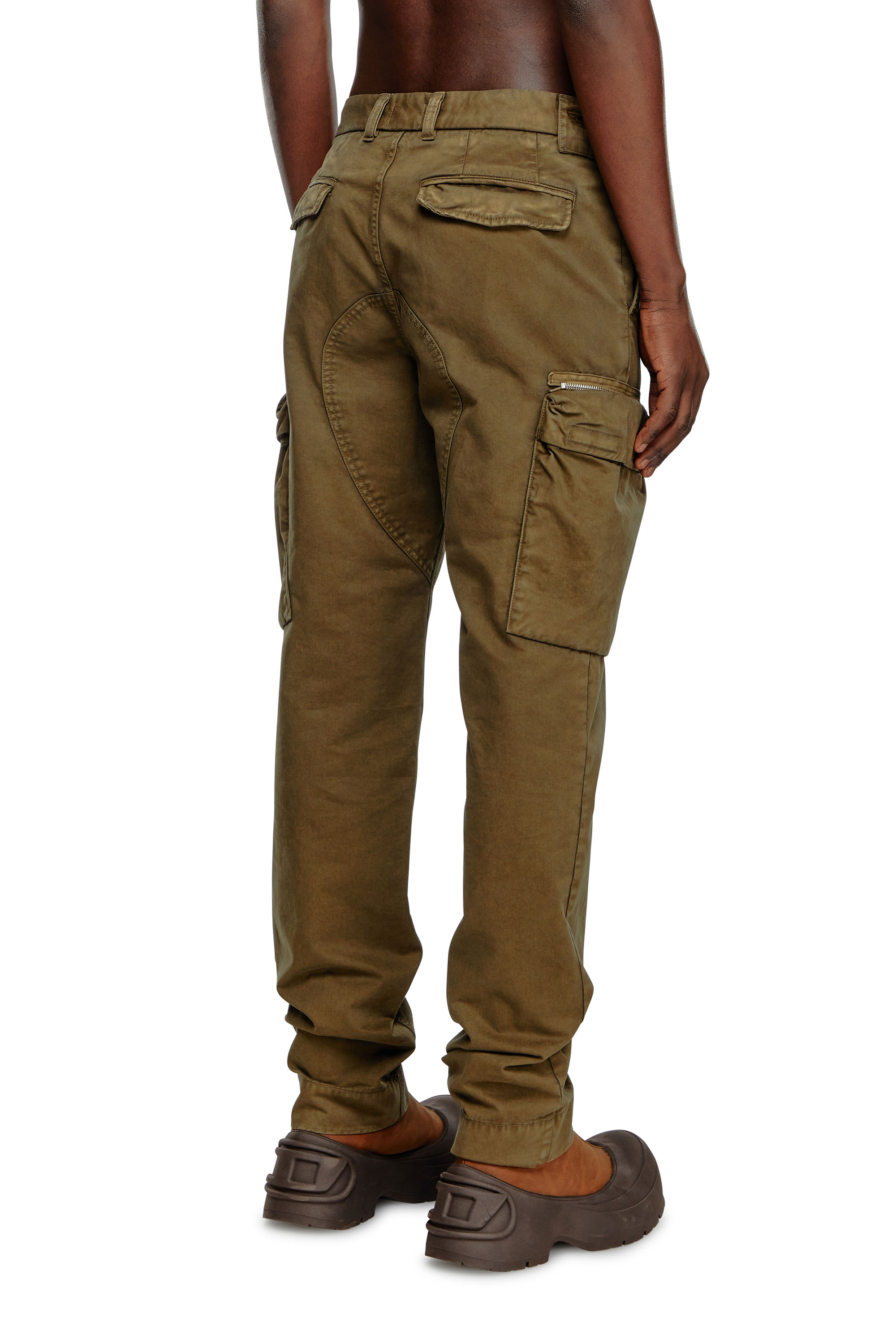 Diesel - P-YE, Man Pants in faded peachskin twill in Green - Image 4