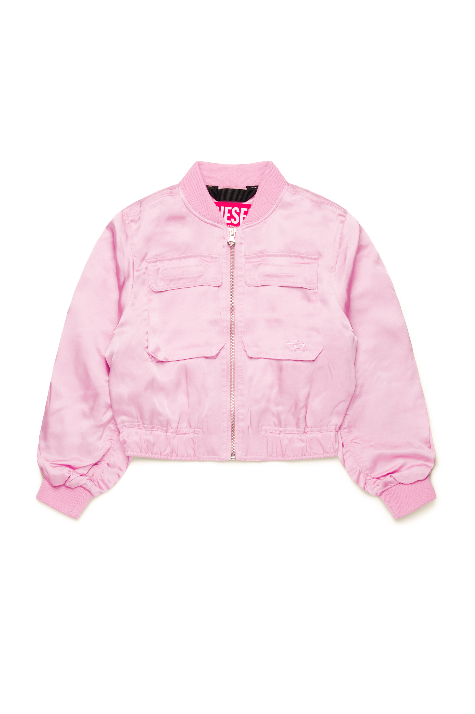 Diesel - JGKHLO, Woman Satin bomber jacket with cargo pockets in Pink - Image 1