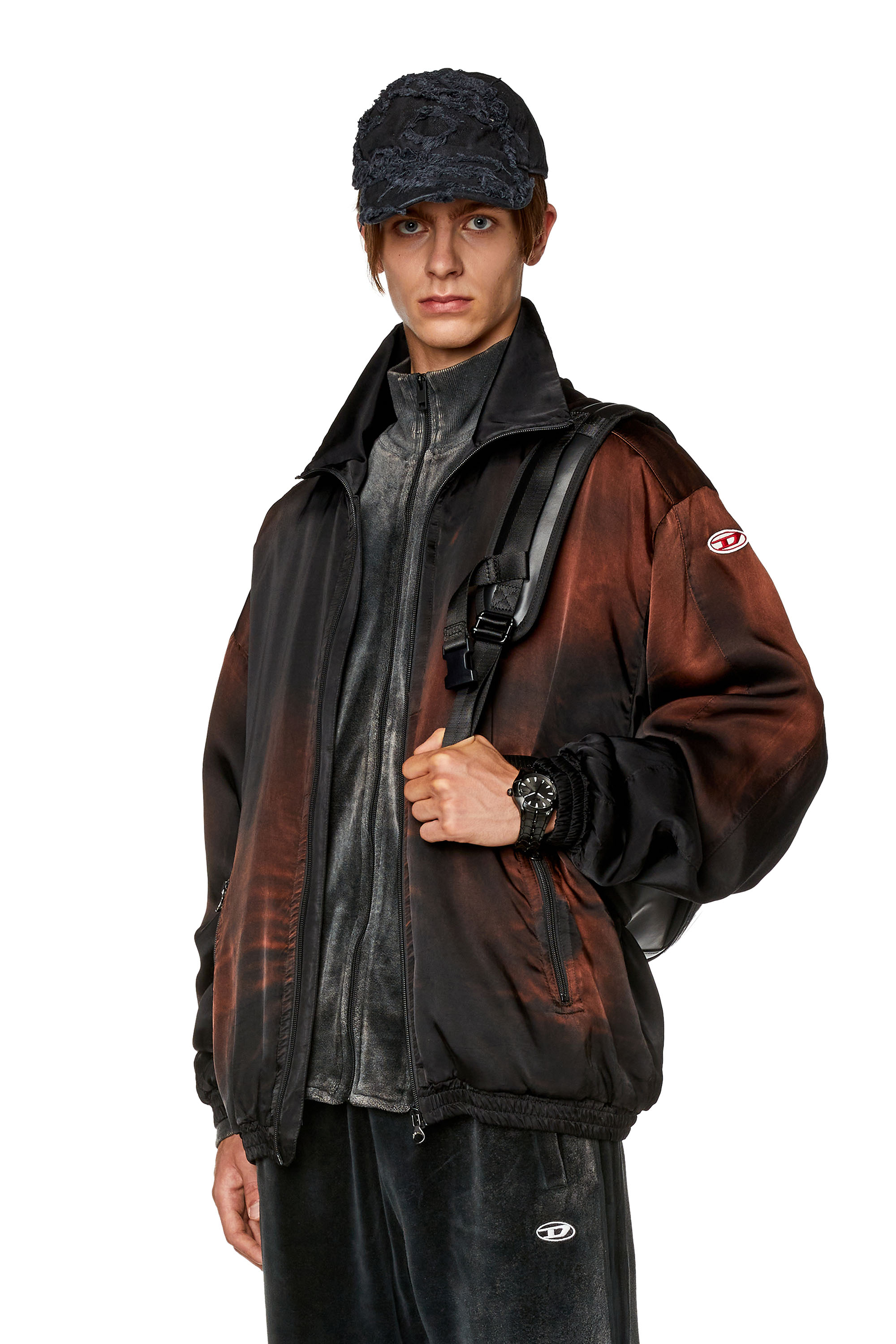 Diesel - J-SMASH, Man Jacket in solarised satin in Black - Image 1