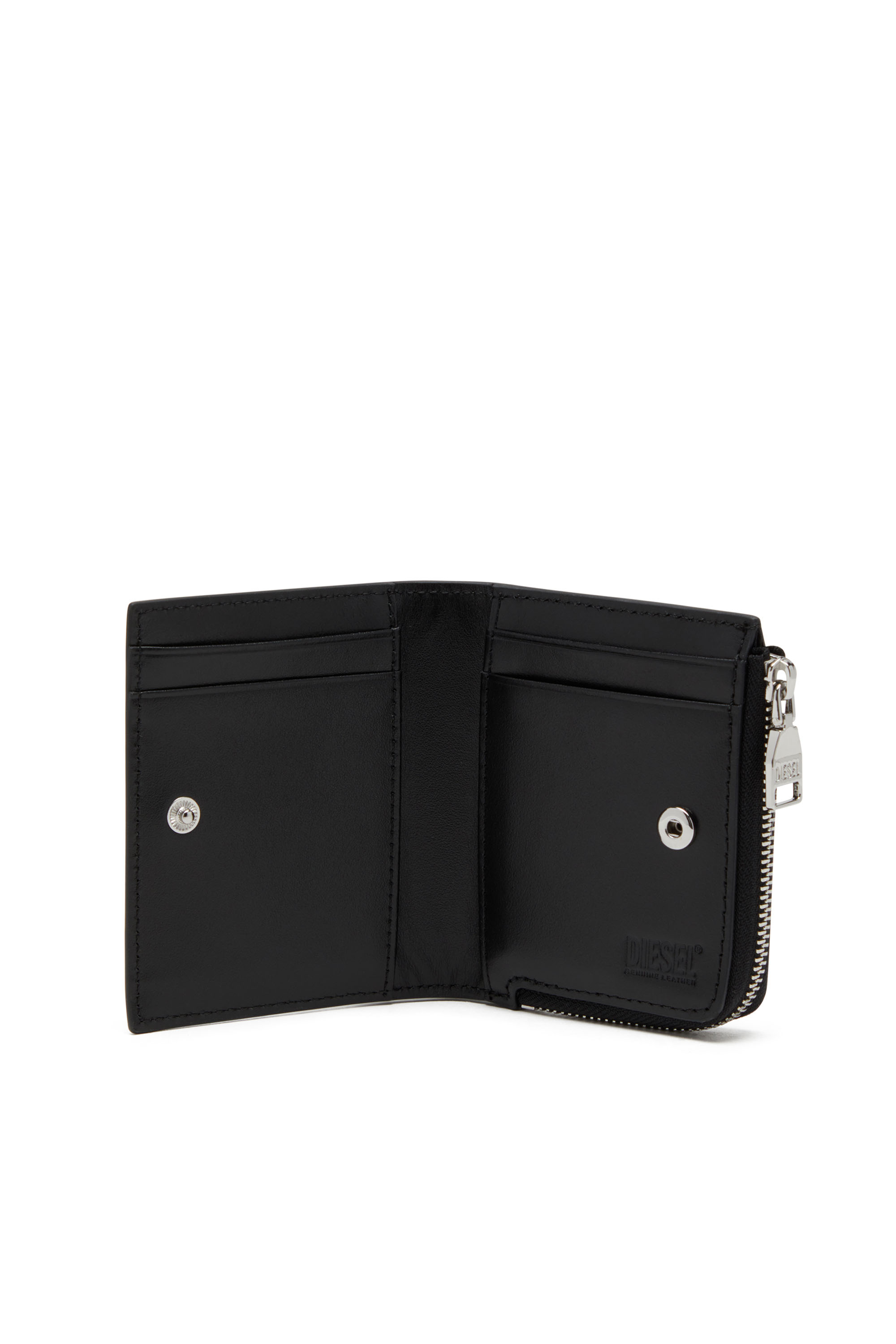 Diesel - 1DR CARD HOLDER ZIP L, Woman Bi-fold card holder in nappa leather in Black - Image 3