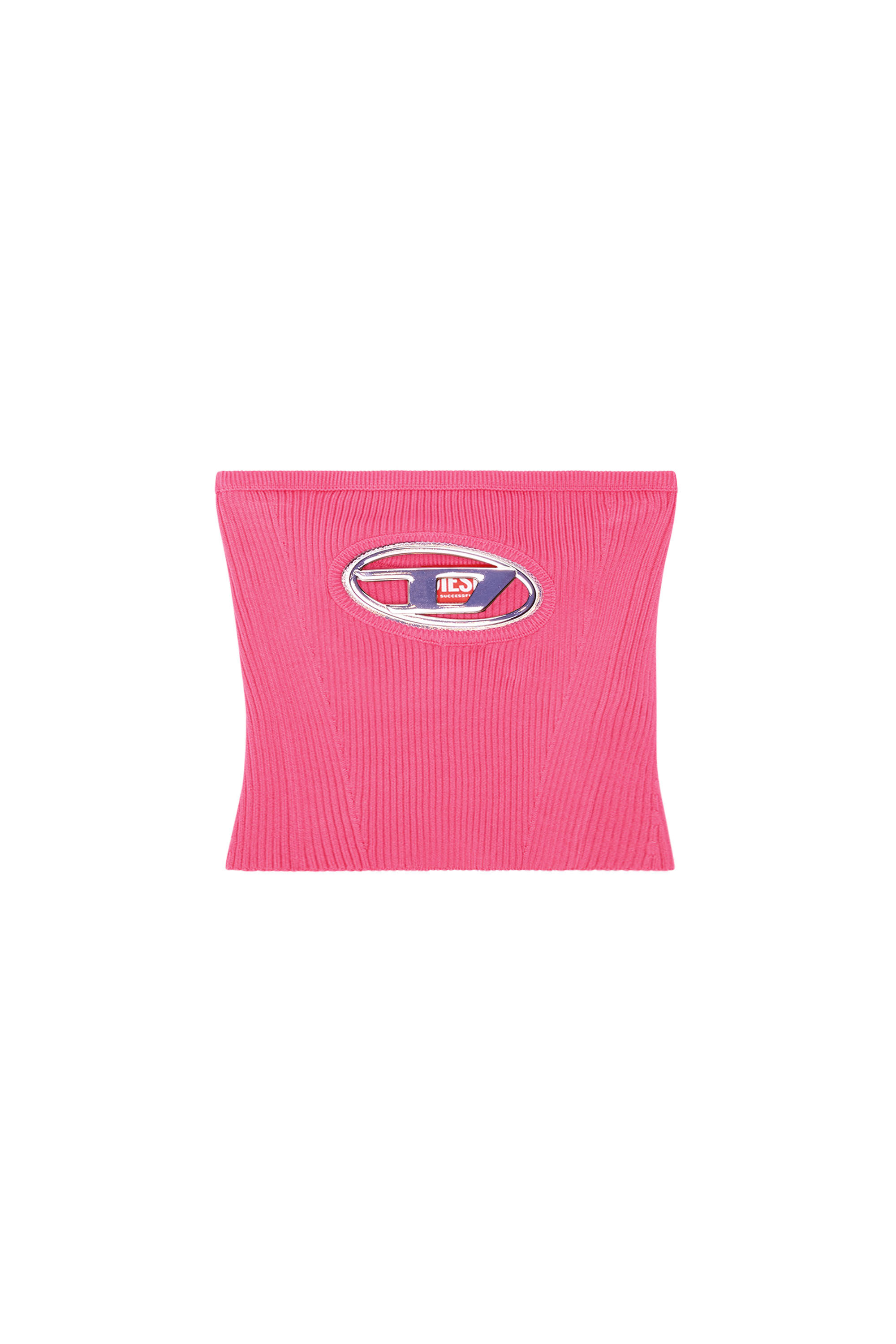 Diesel - M-CLARKSVILLE-B, Woman's Bandeau top with oval D plaque in Hot pink - 2