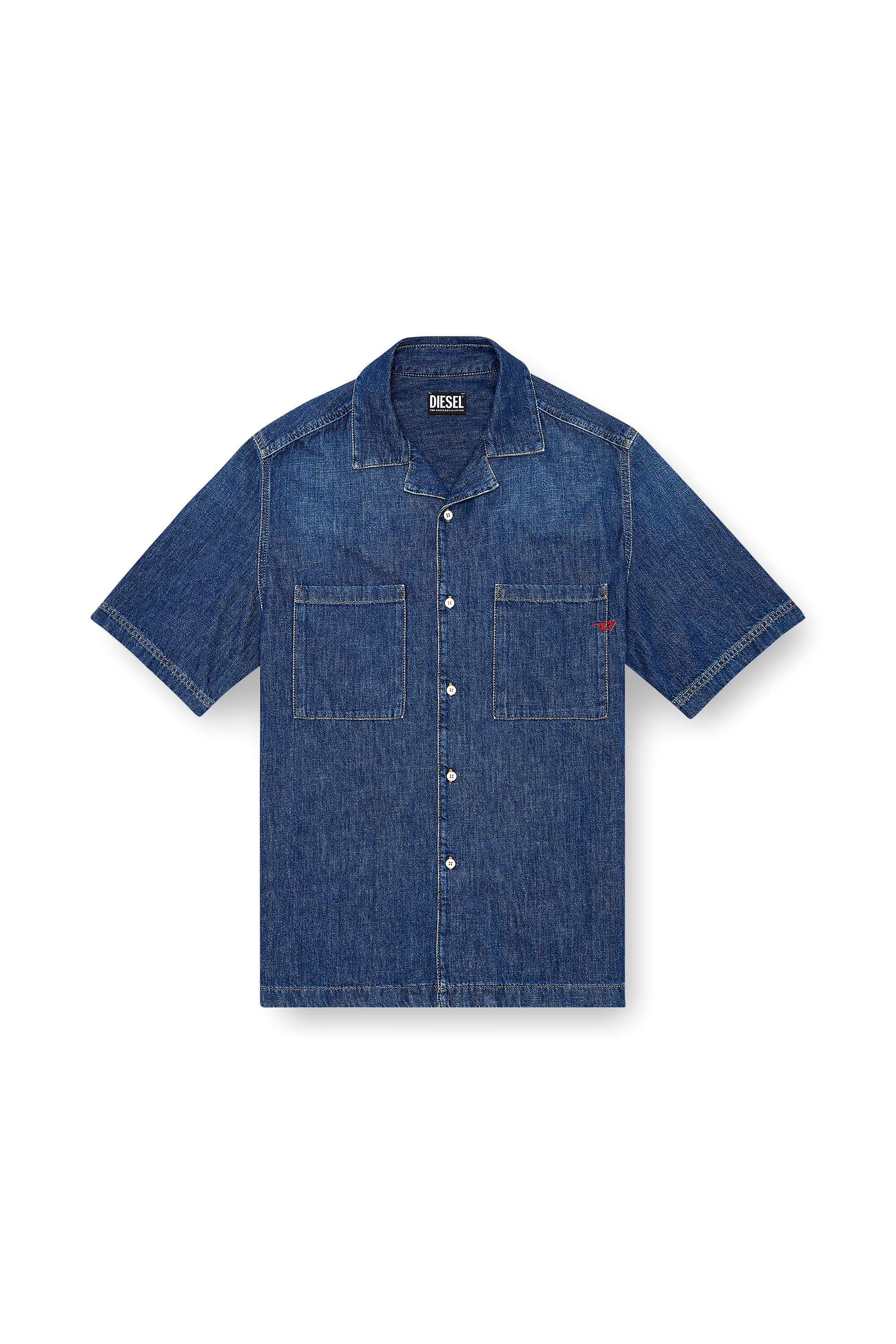 Diesel - D-PAROSHORT, Man Bowling shirt in denim in Blue - Image 2