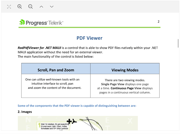 PDF Viewer shows options for full screen, zoom in and out, page