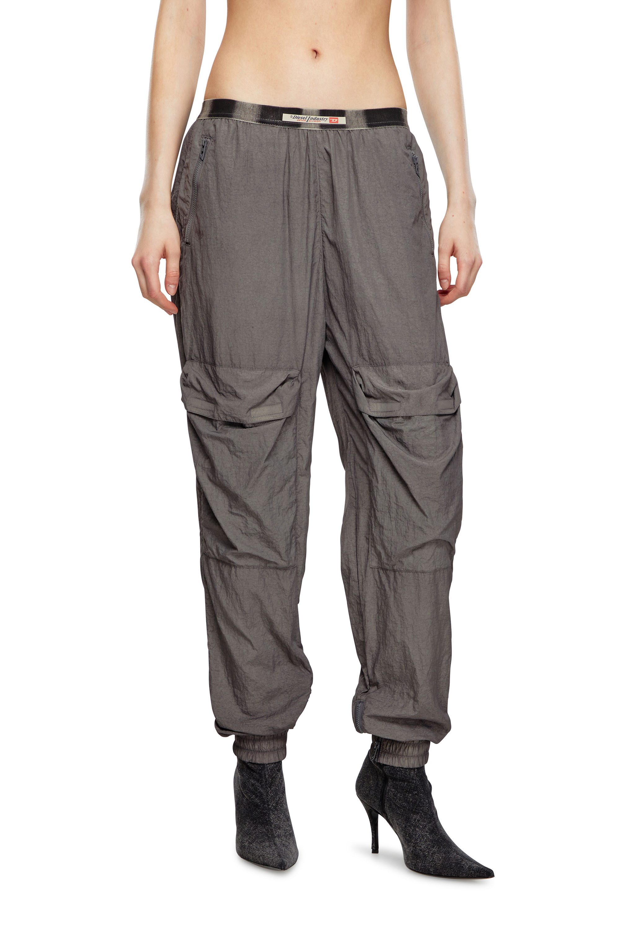 Diesel - P-ARADISE, Damen Cargohose aus verblasstem Nylon in Grau - 1