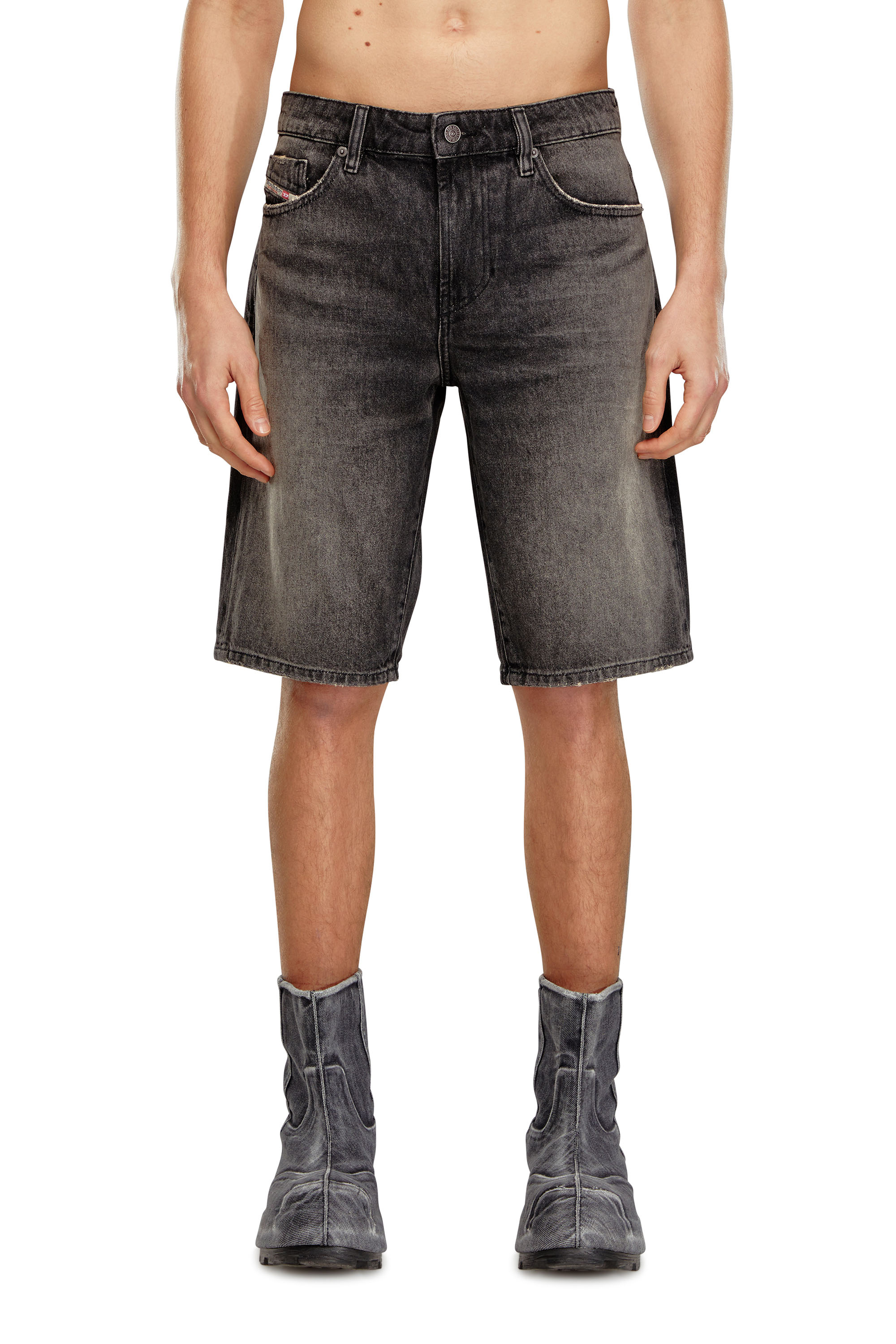 Diesel - SLIM-SHORT, Herren Schmal geschnittene Shorts aus Denim in Schwarz - Image 1