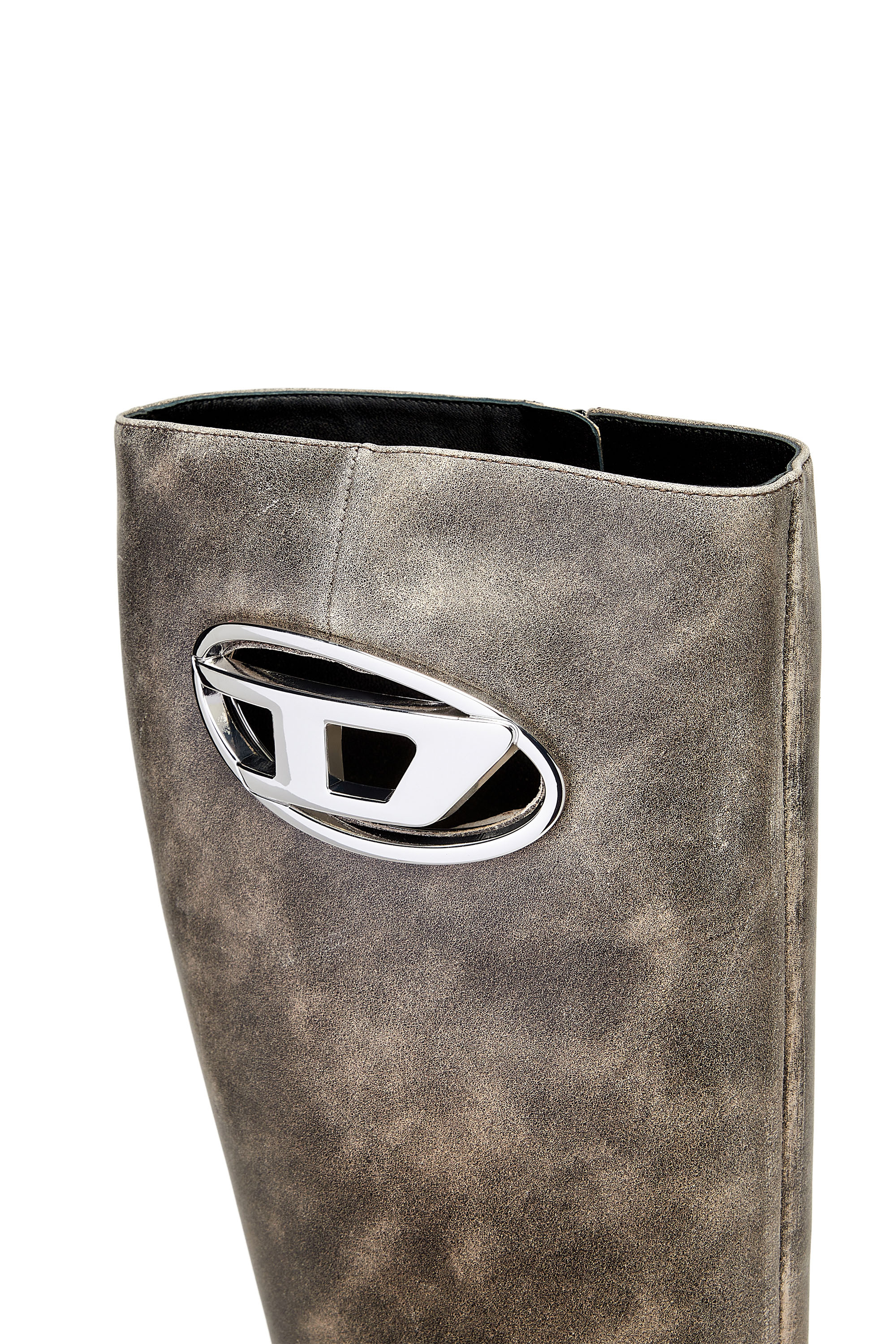 Diesel - D-VENUS HBT, Damen D-Venus HBT - Stiefel aus behandeltem Leder mit oval D-Plakette in Braun - Image 4