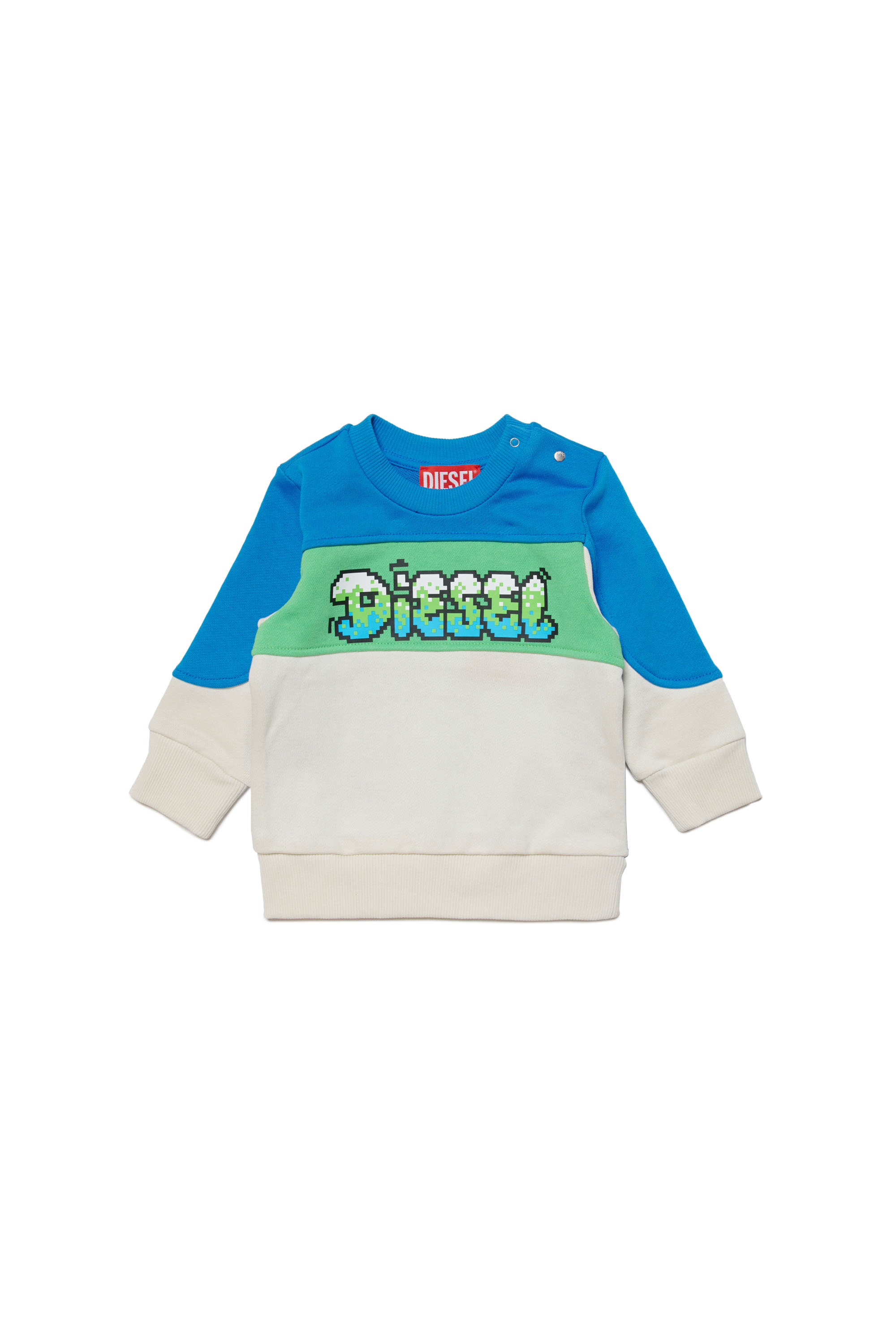 Diesel - SLAB, Man Colour-block sweatshirt with pixel logo in Multicolor - Image 1