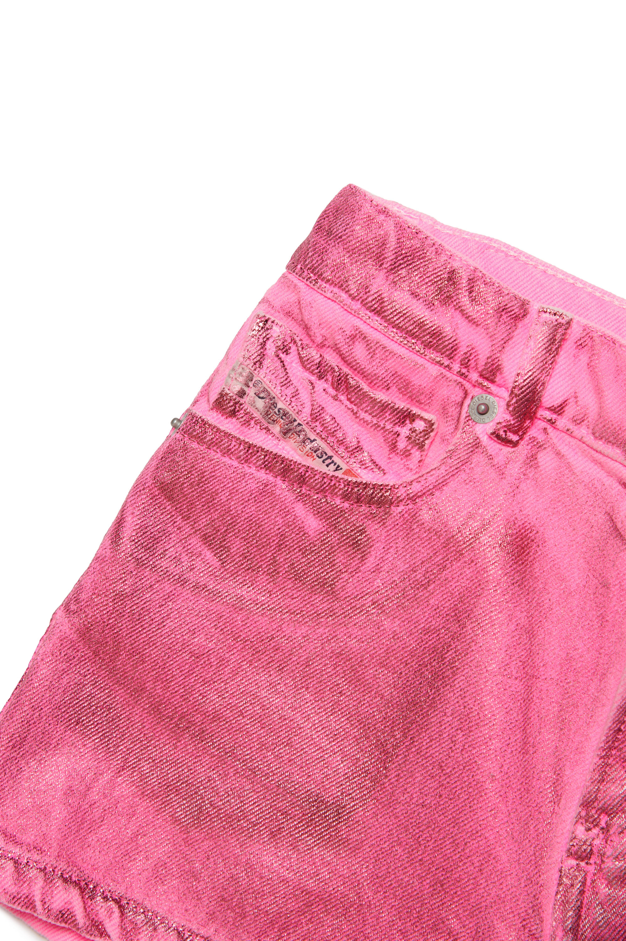 Diesel - PBOYSHORT, Damen Shorts aus beschichtetem Stretch-Denim in Rosa - Image 3