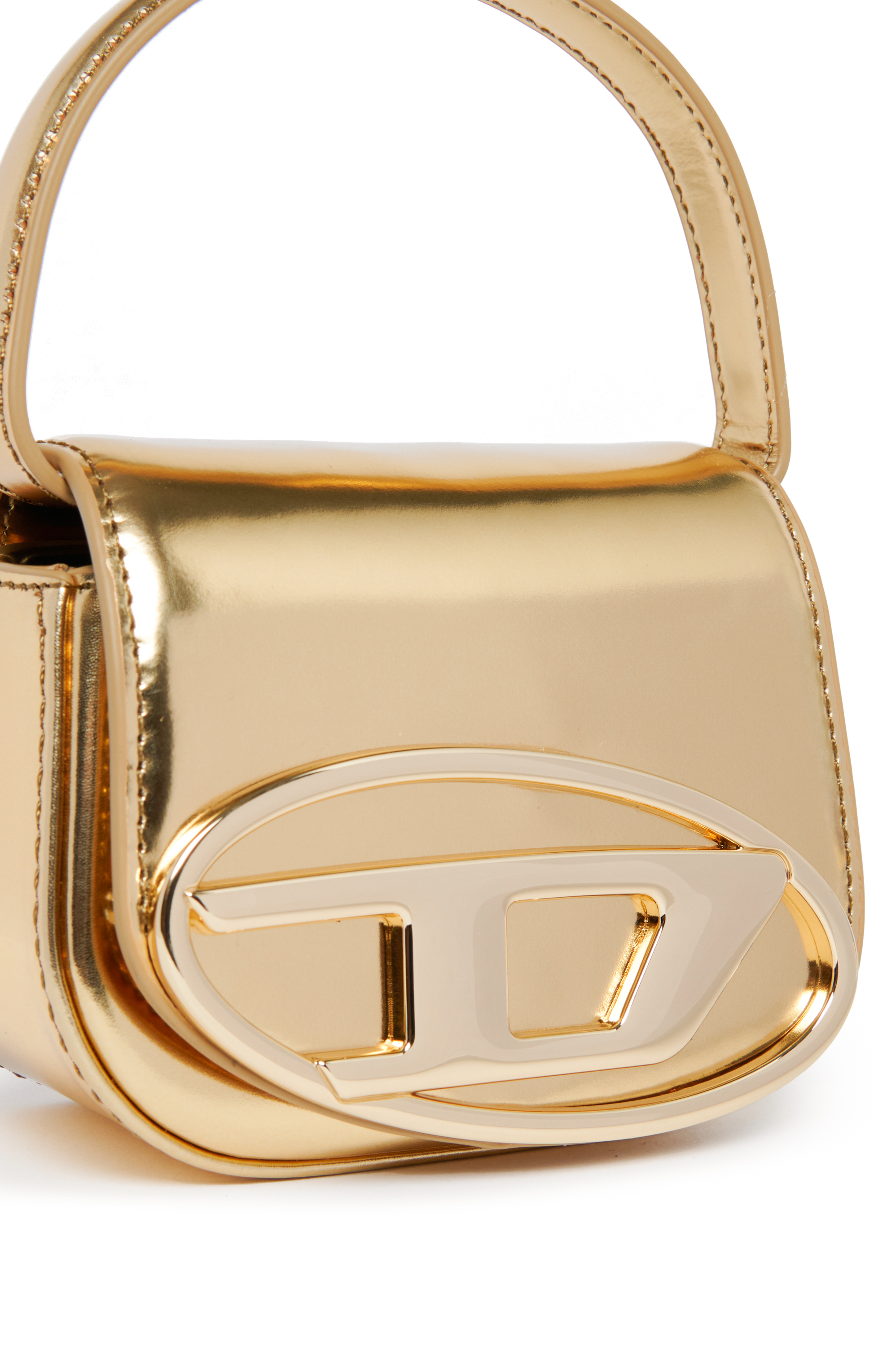 Diesel - 1DR XS, Damen Ikonische Minitasche aus mattem Metallic-Leder in Gold - Image 4