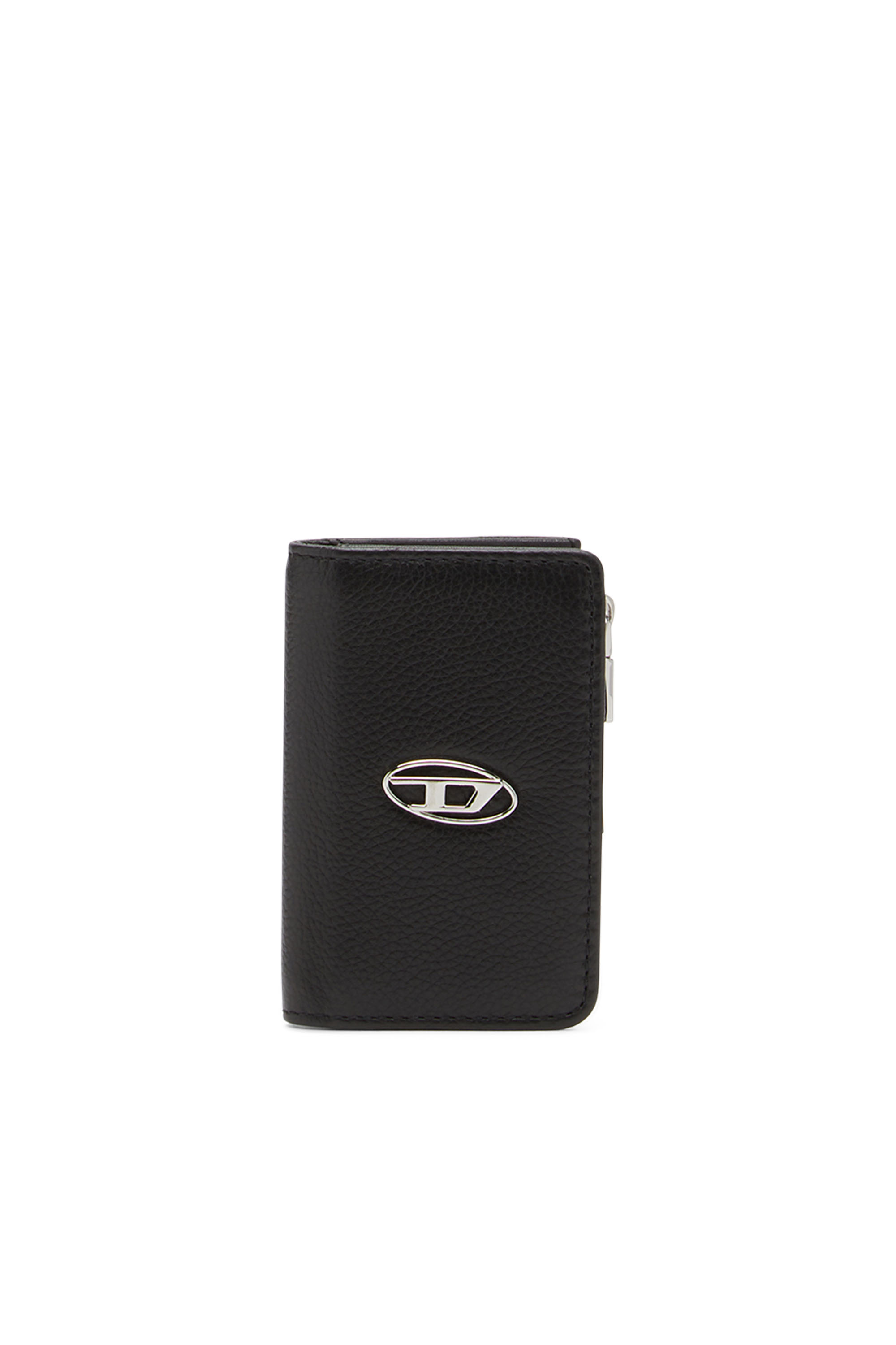 Diesel - L-ZIP KEY, Man Key case in grained leather in Black - Image 1