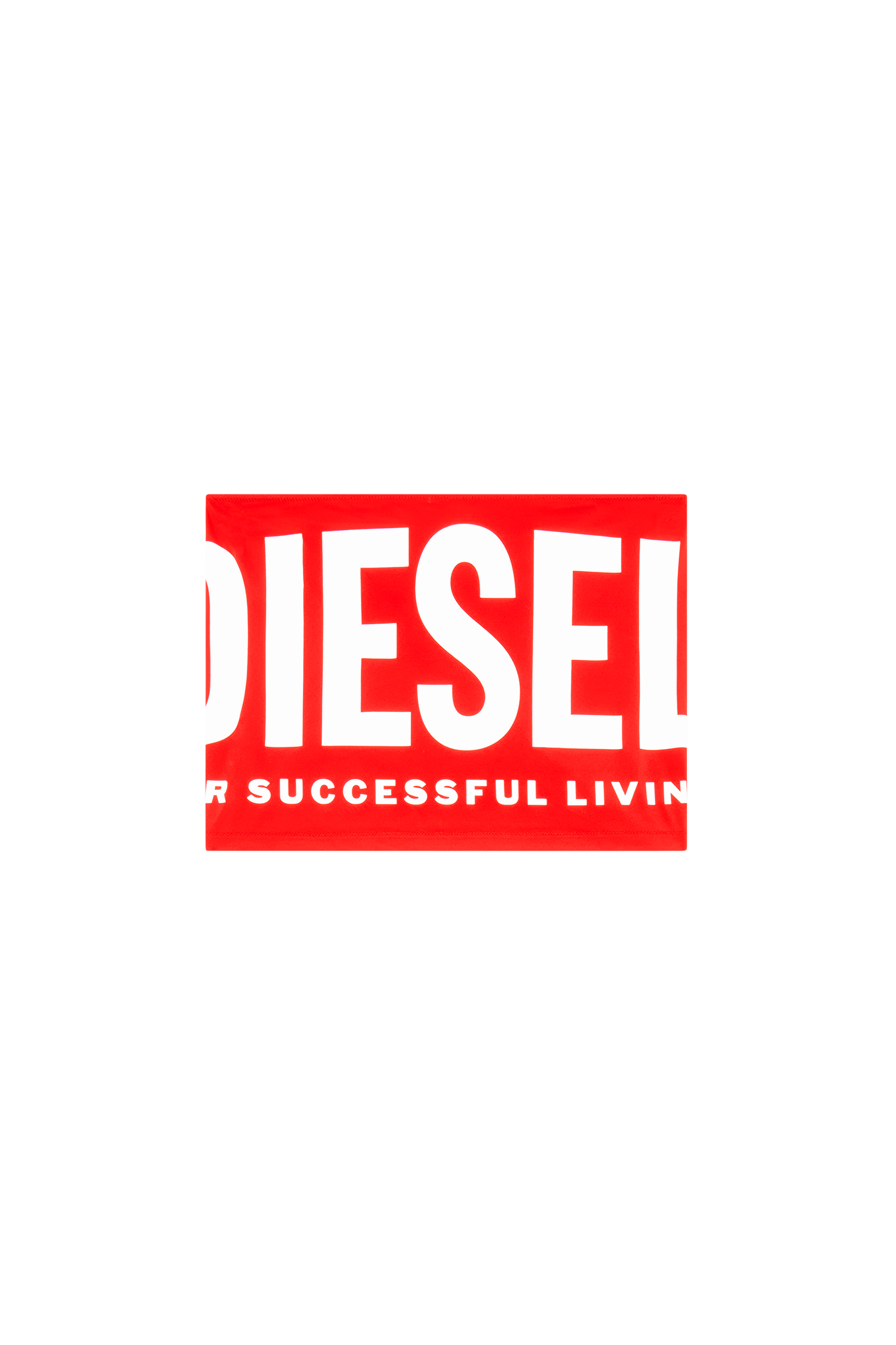 Diesel - BFSK-JASMINE, Damen Geraffter Baderock mit Logo-Print in Rot - Image 4