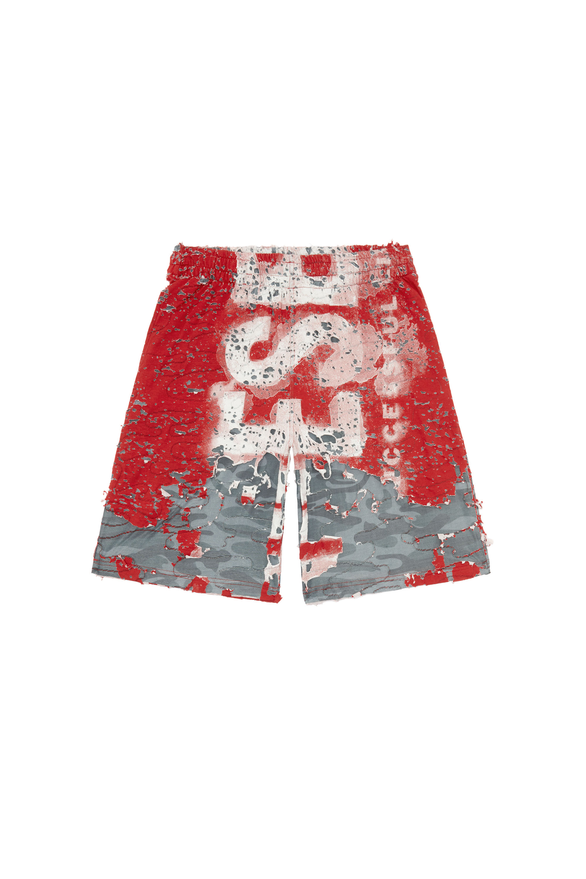 Diesel - P-EEL, Man Logo shorts in destroyed jersey in Multicolor - Image 3