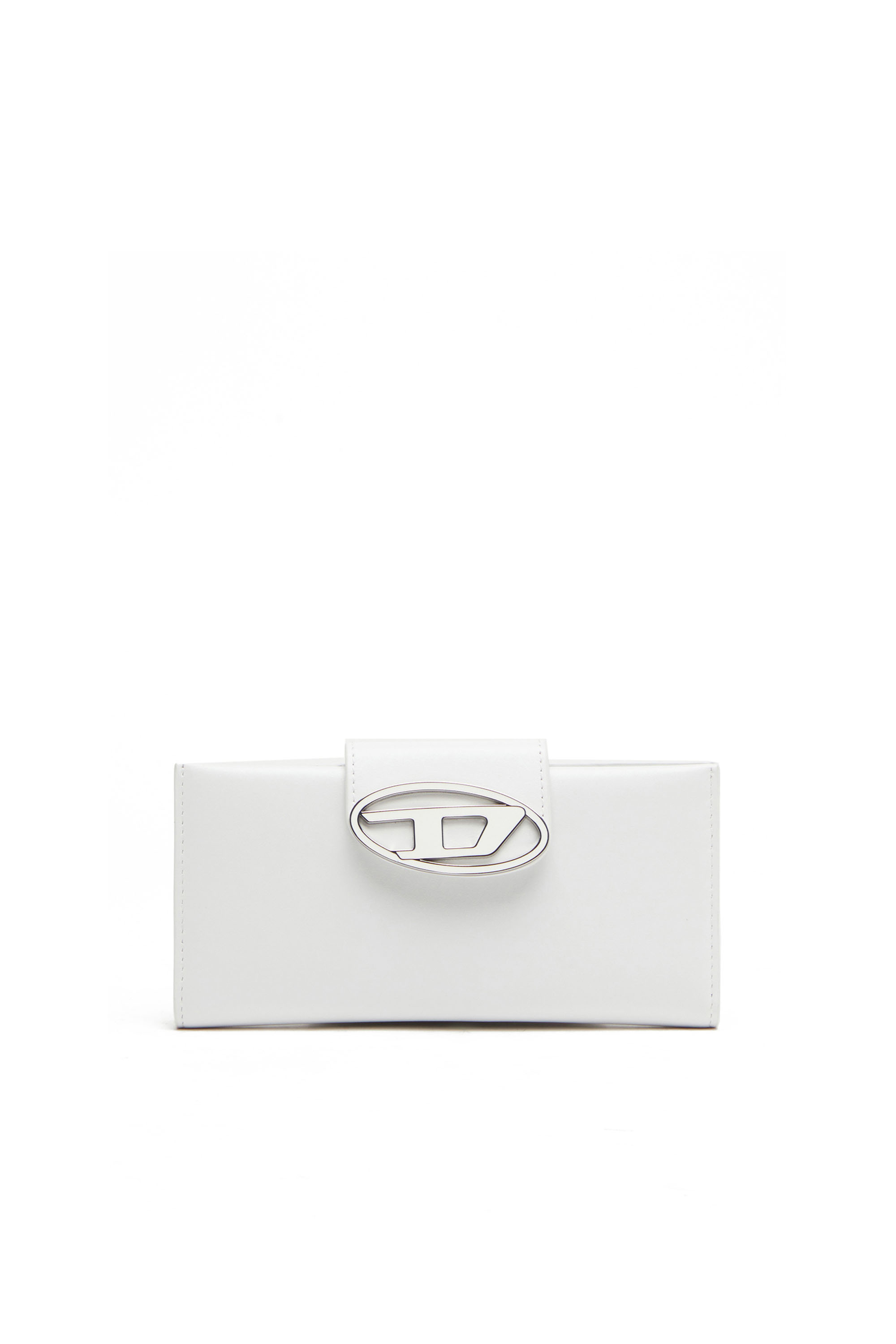 Diesel - JULIE, Damen Portemonnaie mit mehreren Banknotenfächern aus Leder mit Logo-Plakette in Weiss - Image 1
