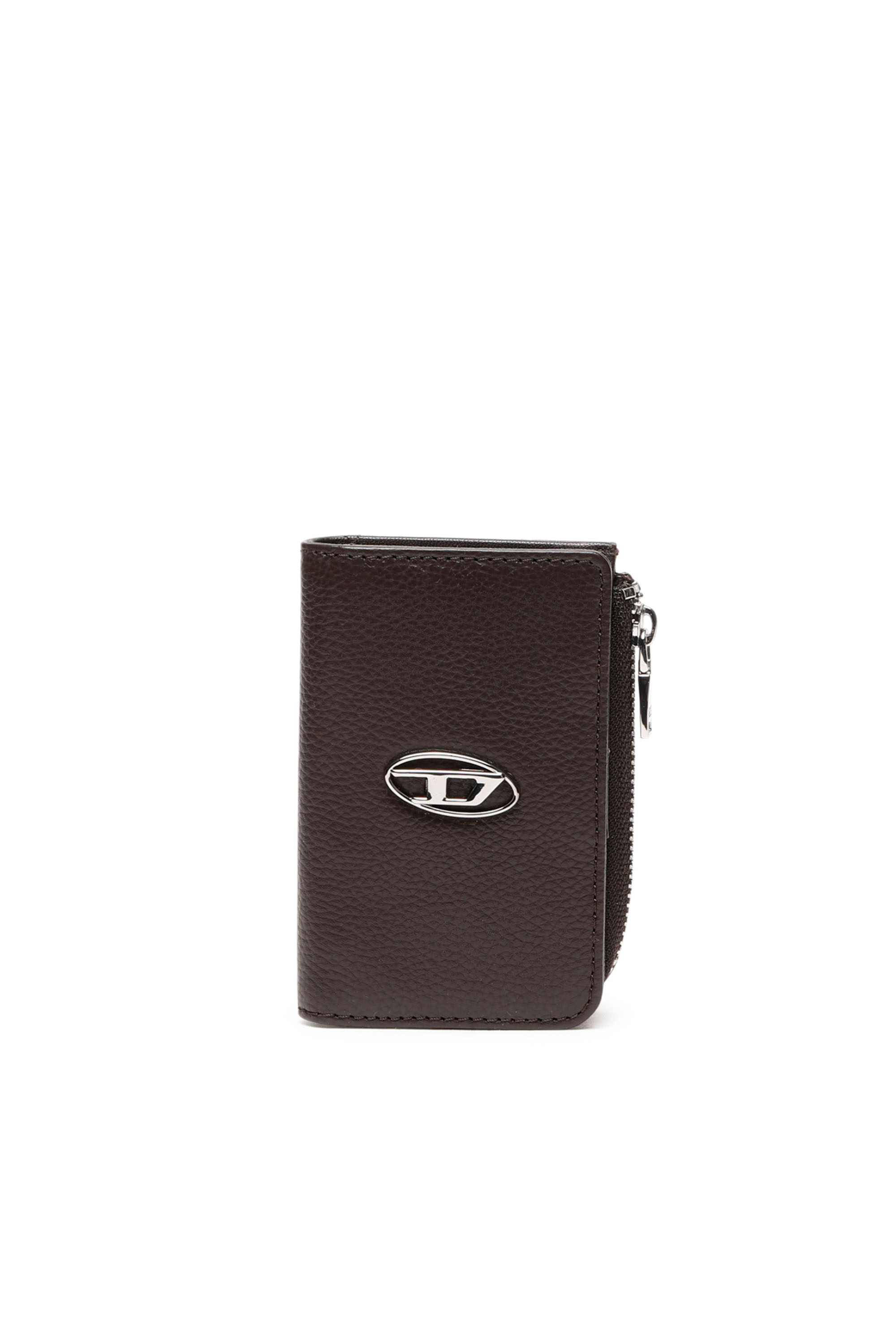 Diesel - L-ZIP KEY, Man Key case in grained leather in Brown - Image 1