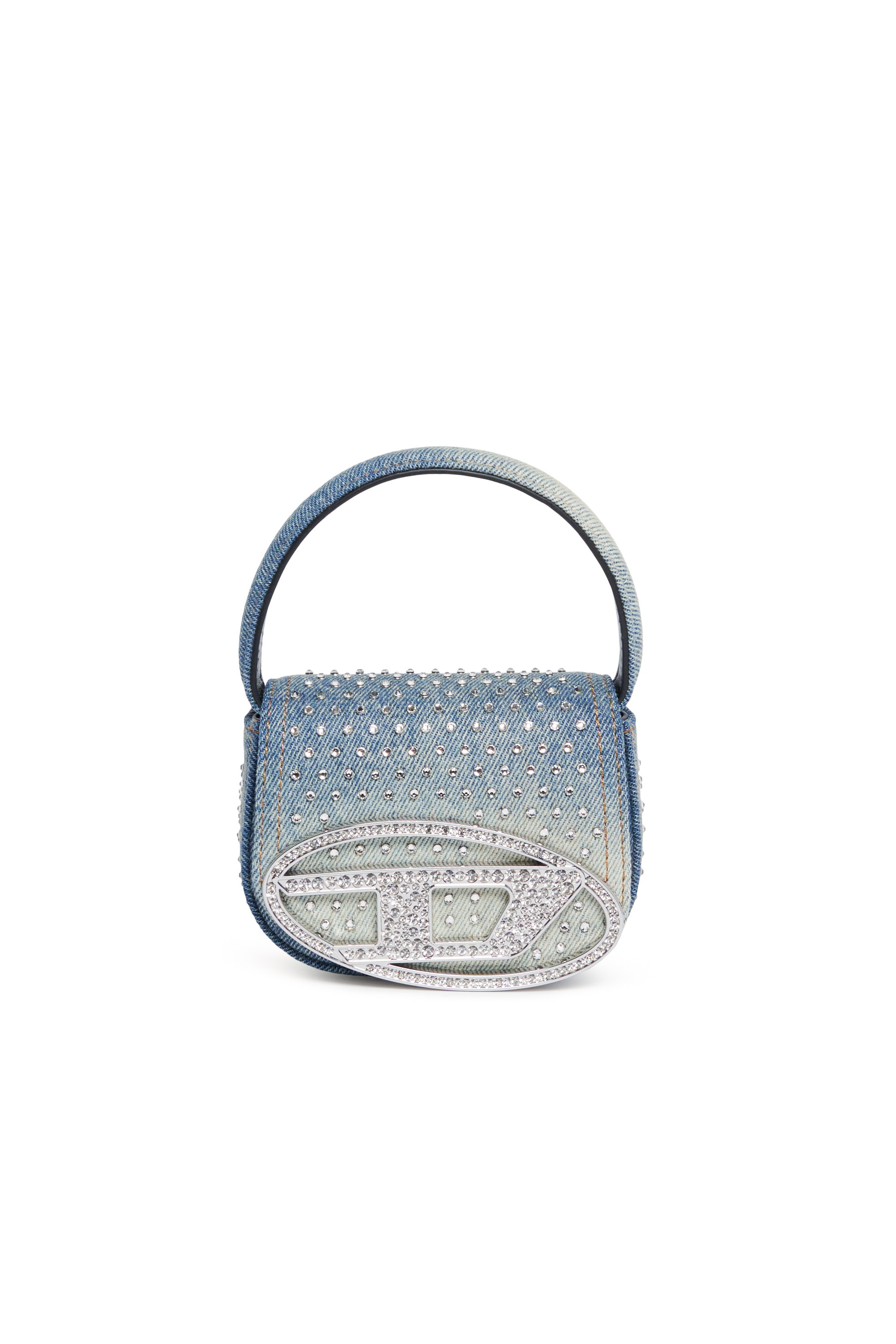 Diesel - 1DR XS, Woman Iconic mini bag in denim and crystals in Blue - Image 1