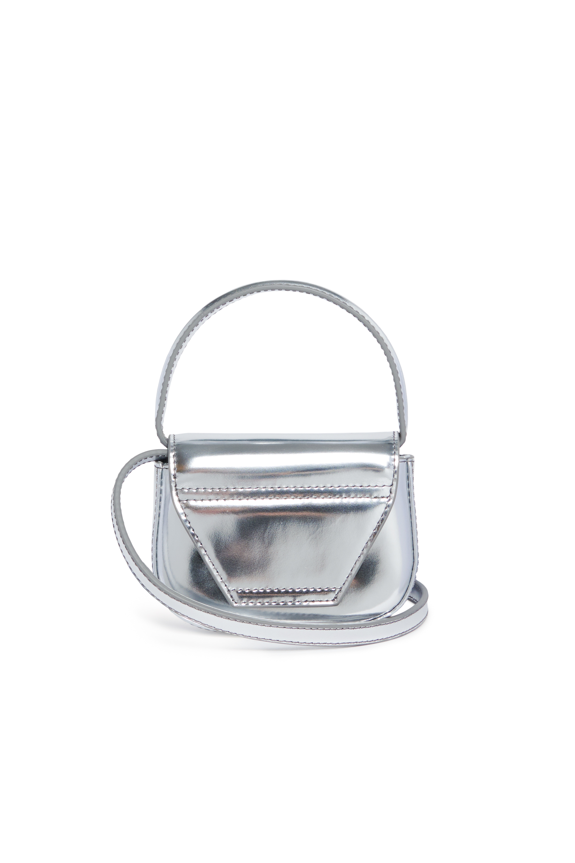 Diesel - 1DR XS, Damen Ikonische Minitasche aus mattem Metallic-Leder in Silber - Image 2