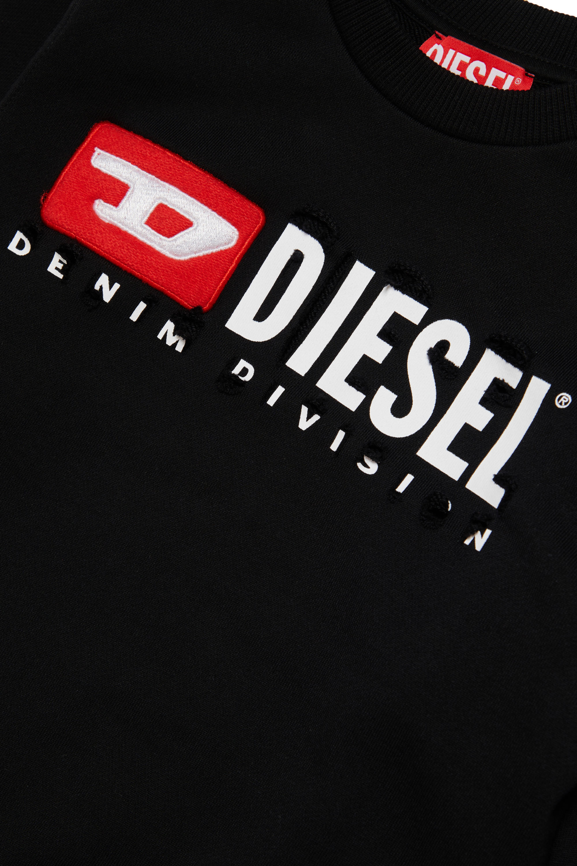 Diesel - SMACSDIVSTROYED, Herren Sweatshirt mit Destroyed-Logo in Schwarz - Image 3