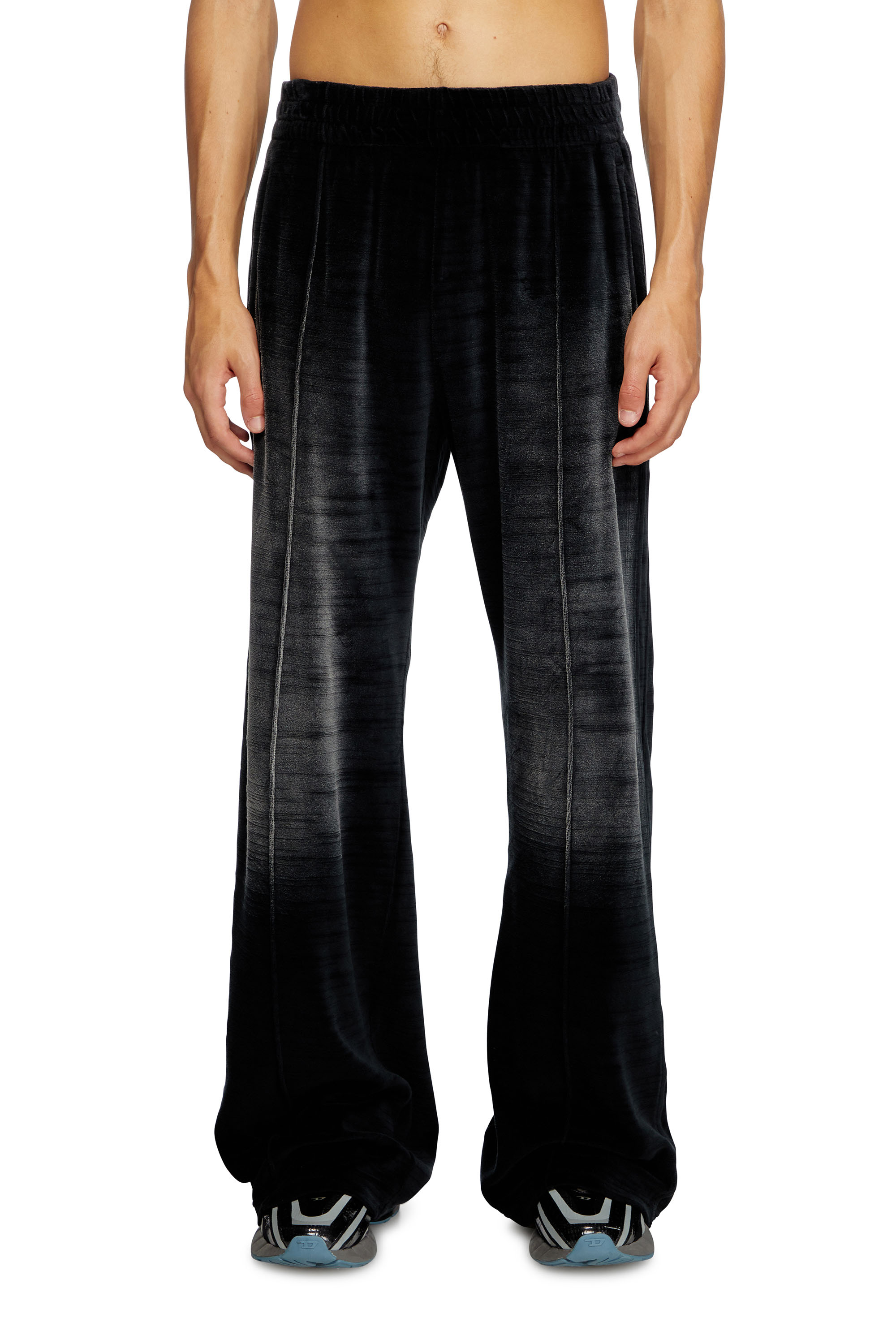 Diesel - P-OZAMP-BAND, Herren Faded velvet track pants in Schwarz - 1