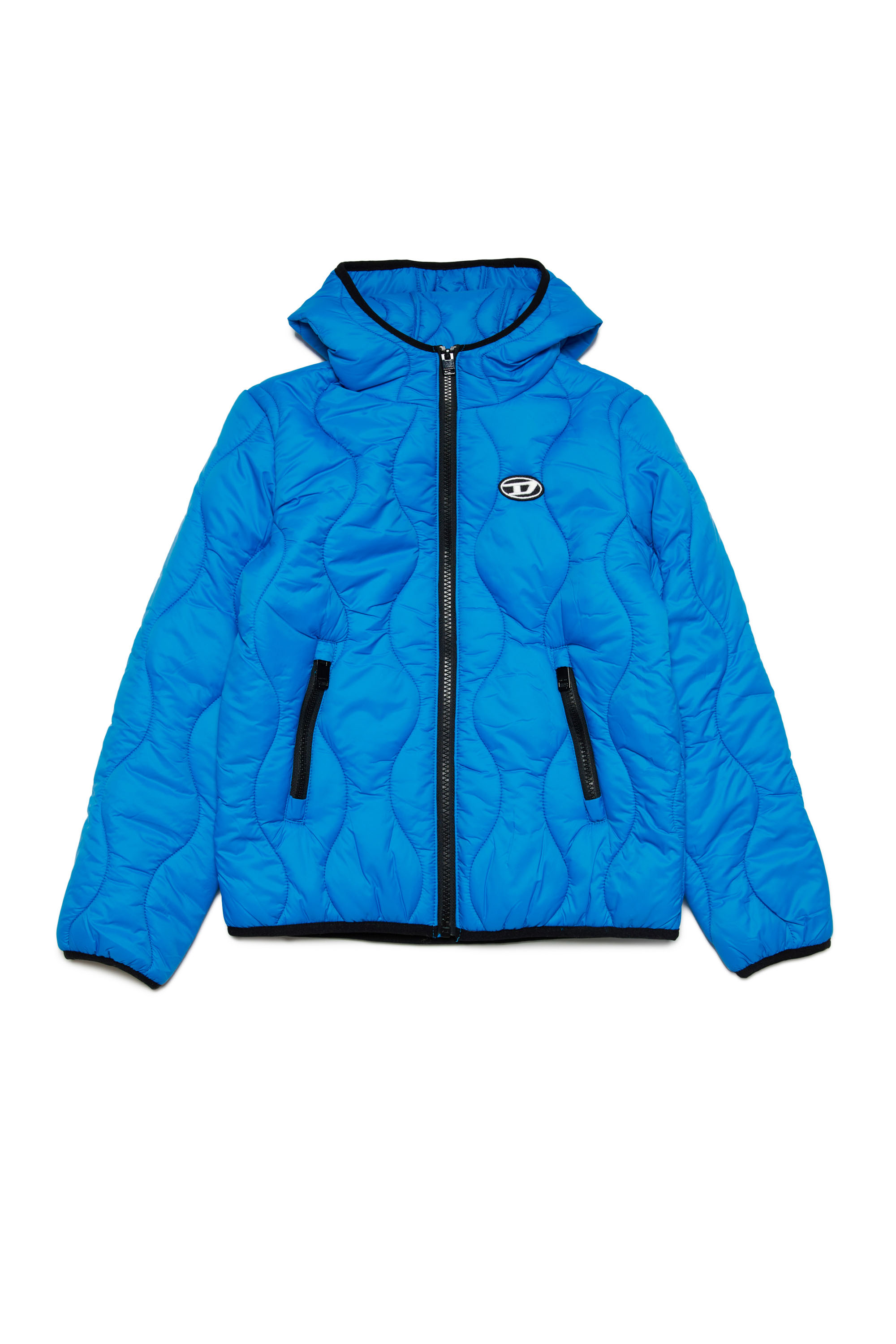 Diesel - JSLASHML, Unisex Pufferjacke mit Kapuze aus gestepptem Nylon in Blau - Image 1