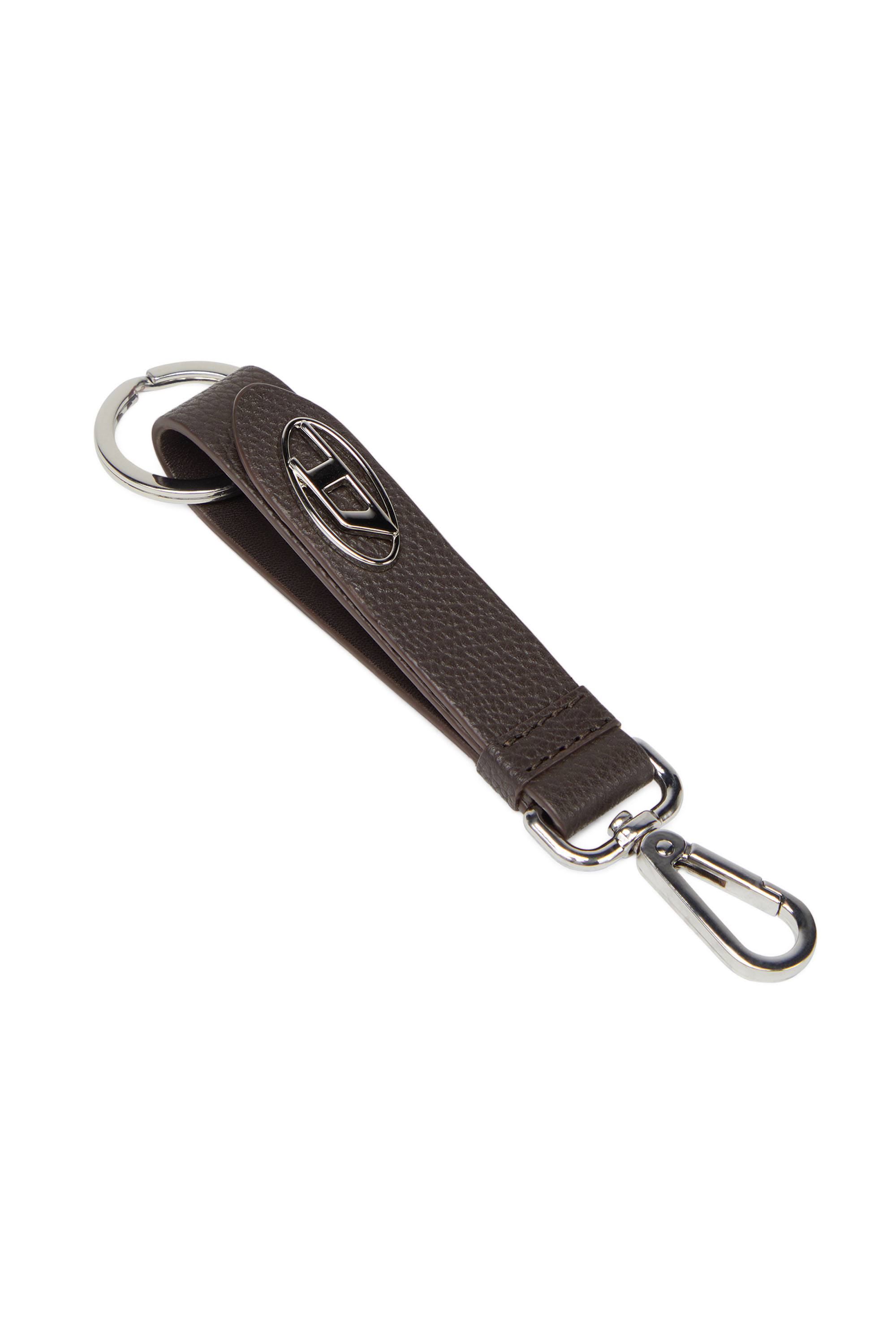 Diesel - KEY RING, Man Keyring in textured leather in Brown - Image 2