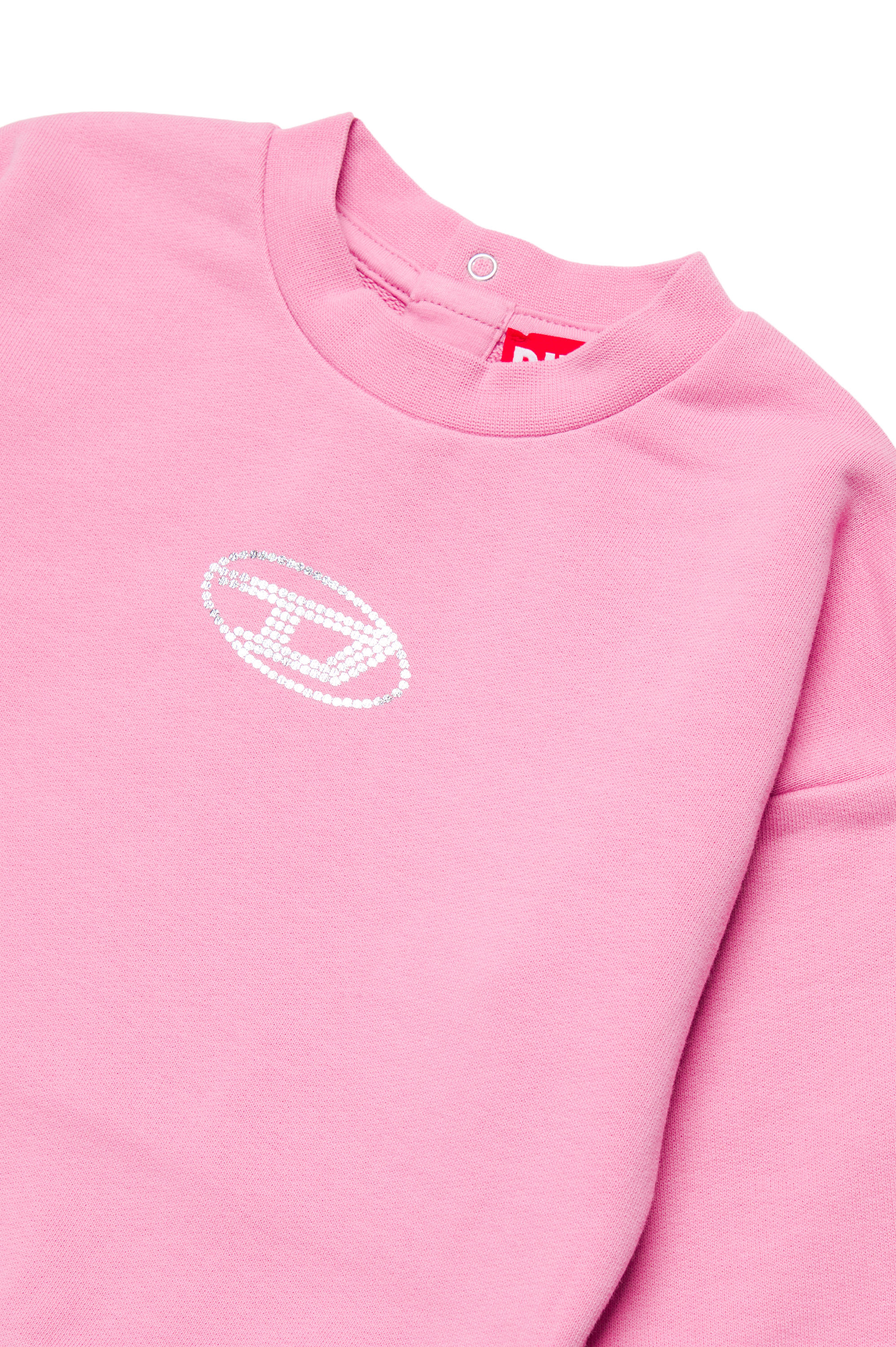 Diesel - STILTYB, Damen Sweatshirt mit Oval D-Logo aus Kristallsteinen in Rosa - 3