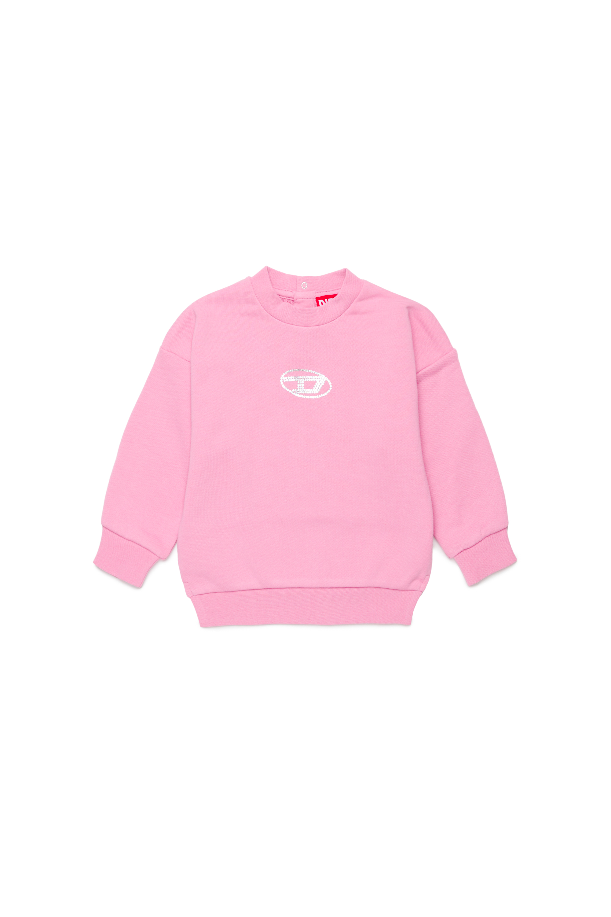 Diesel - STILTYB, Damen Sweatshirt mit Oval D-Logo aus Kristallsteinen in Rosa - 1