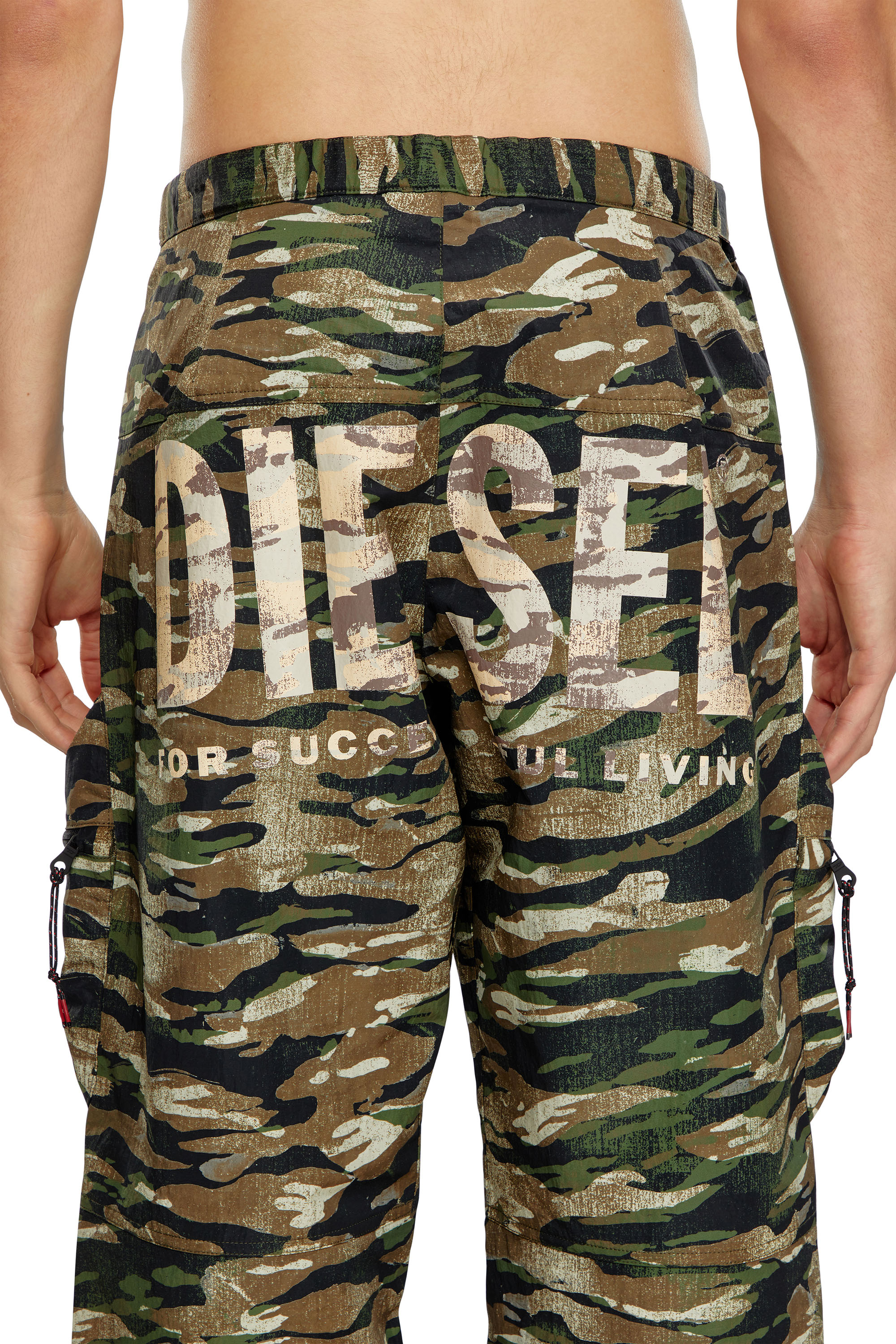 Diesel - AMSB-AMBROSE-WT23, Man Nylon cargo pants with worn camo print in Multicolor - Image 5