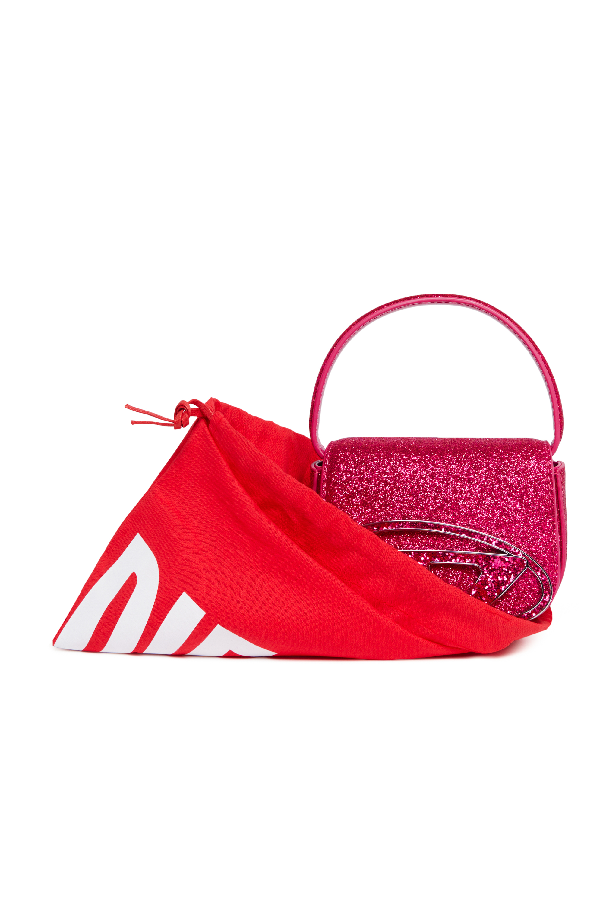 Diesel - 1DR XS, Woman Iconic mini bag in glitter fabric in Pink - Image 5