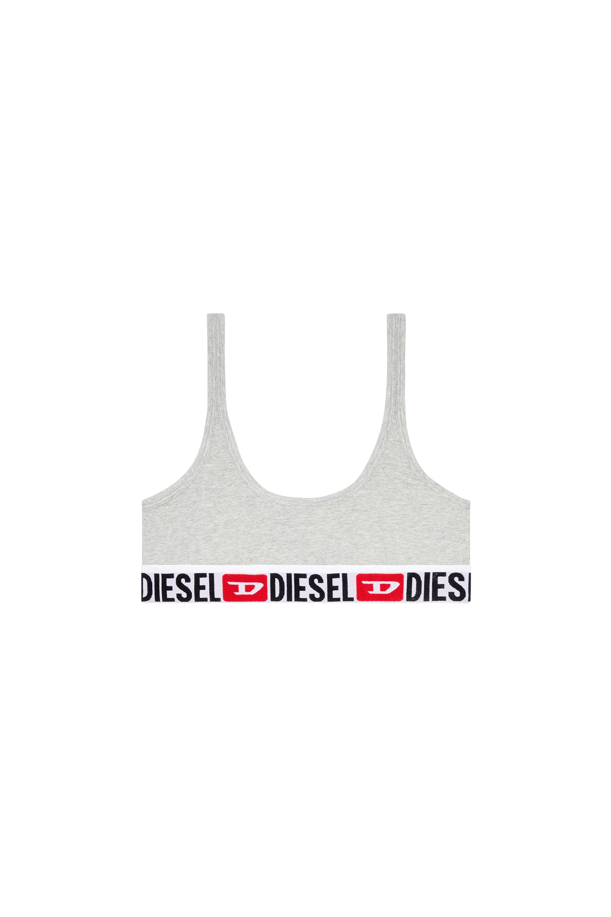 Diesel - UFSB-ORIBA, Damen Geripptes Bustier mit Logo-Band in Grau - 4