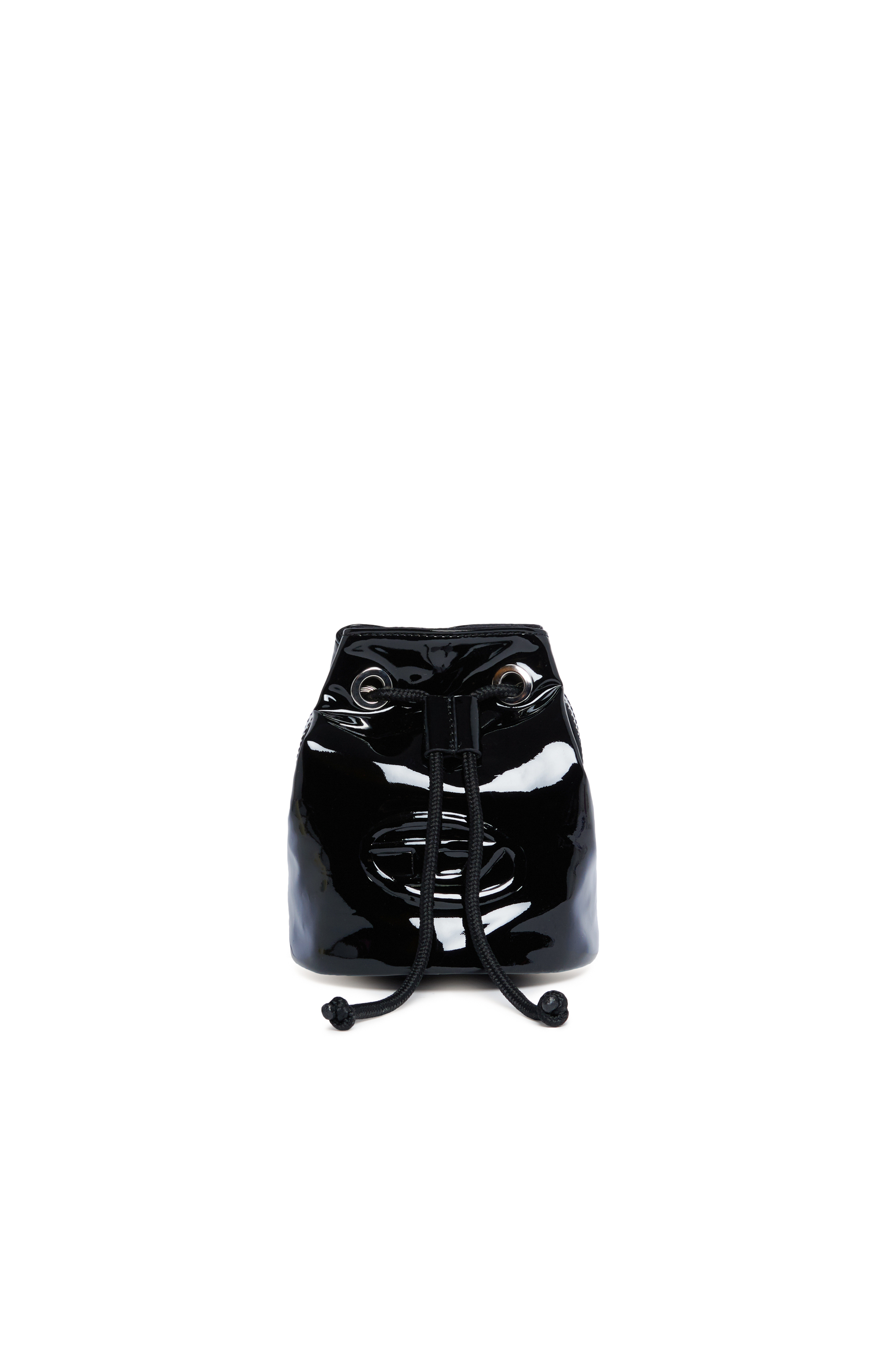 Diesel - WELLTYX, Woman Shiny bucket bag in coated PU in Black - Image 1
