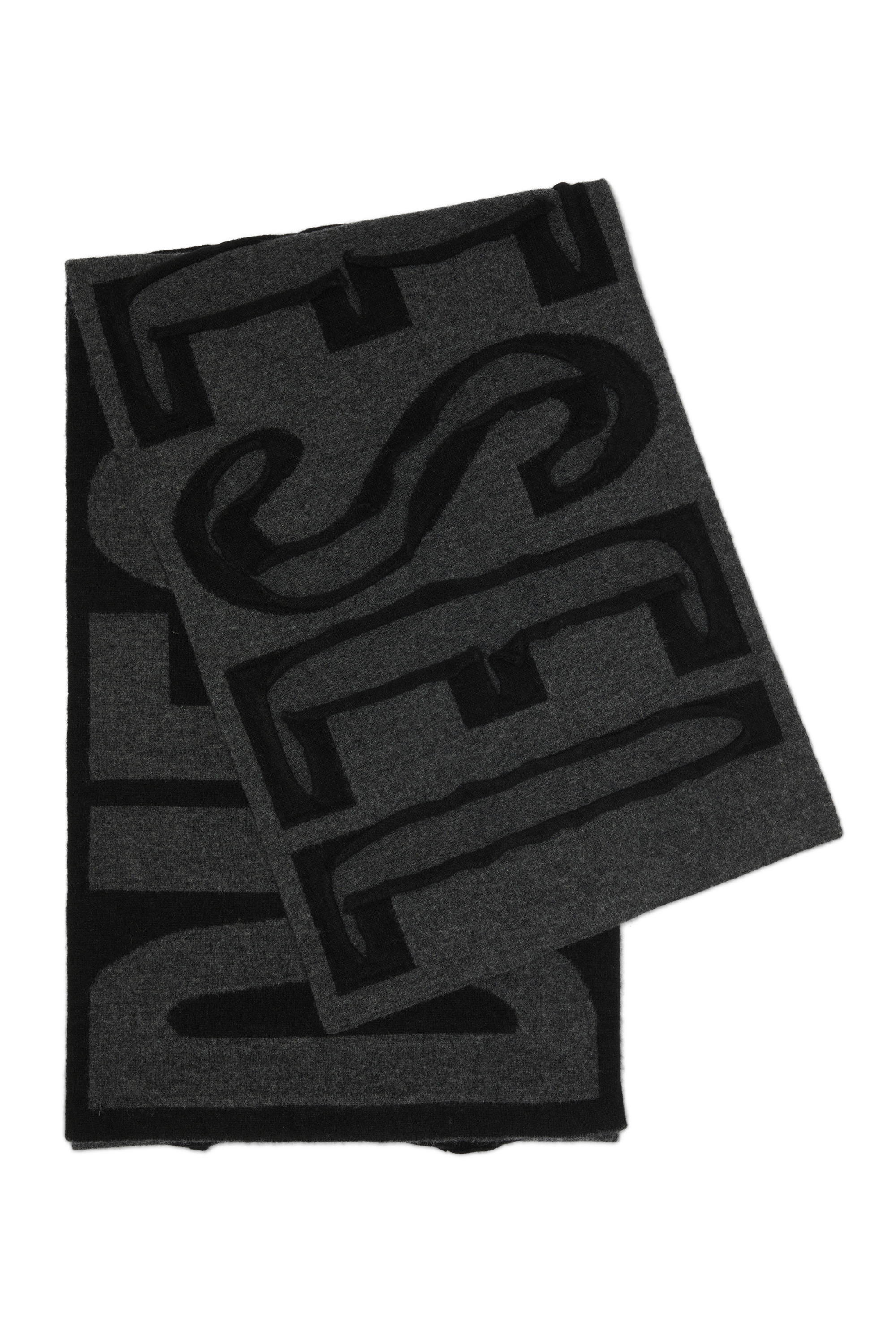 Diesel - K-REST, Unisex Schal aus Wolle mit all-over Peel-Off-Logo in Grau - Image 3